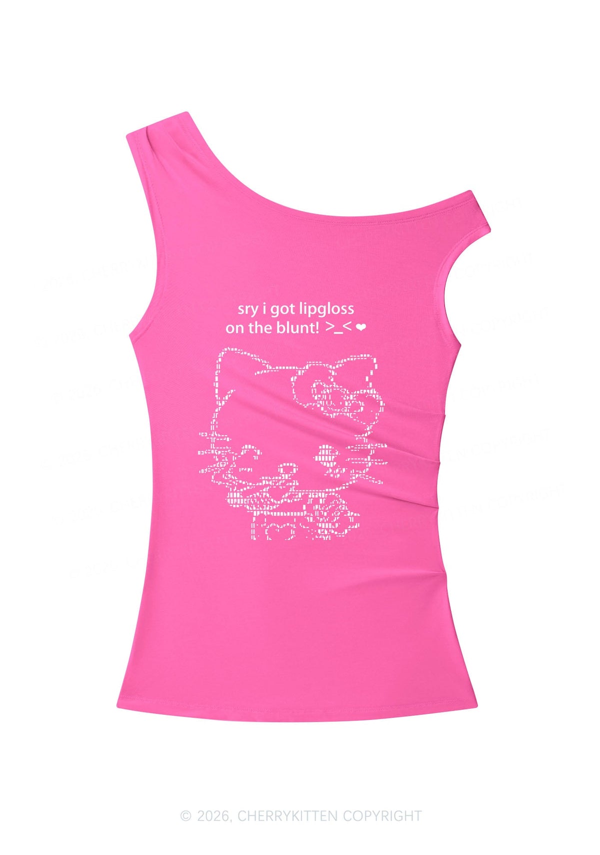 Sorry About Lipgloss Y2K Off Shoulder Tank Top Cherrykitten