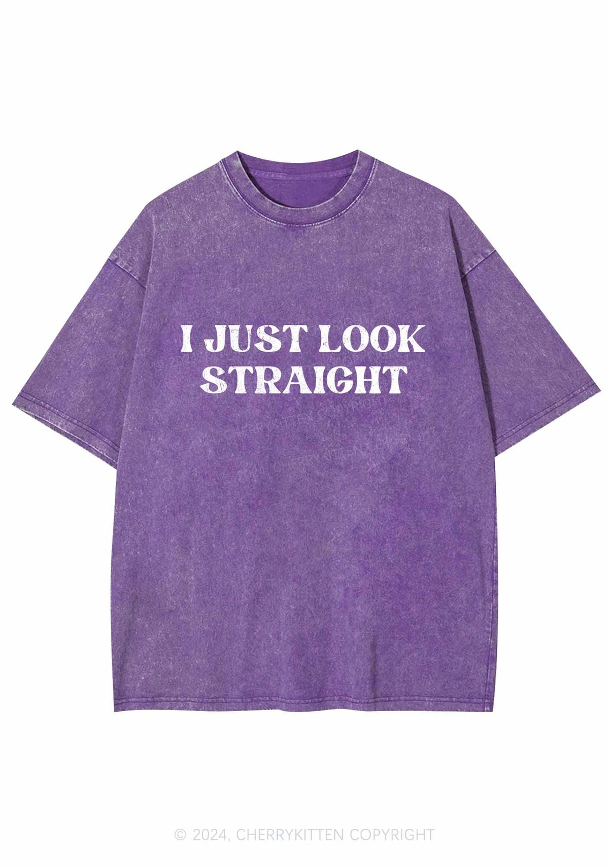 I Just Look Straight Y2K Washed Tee Cherrykitten