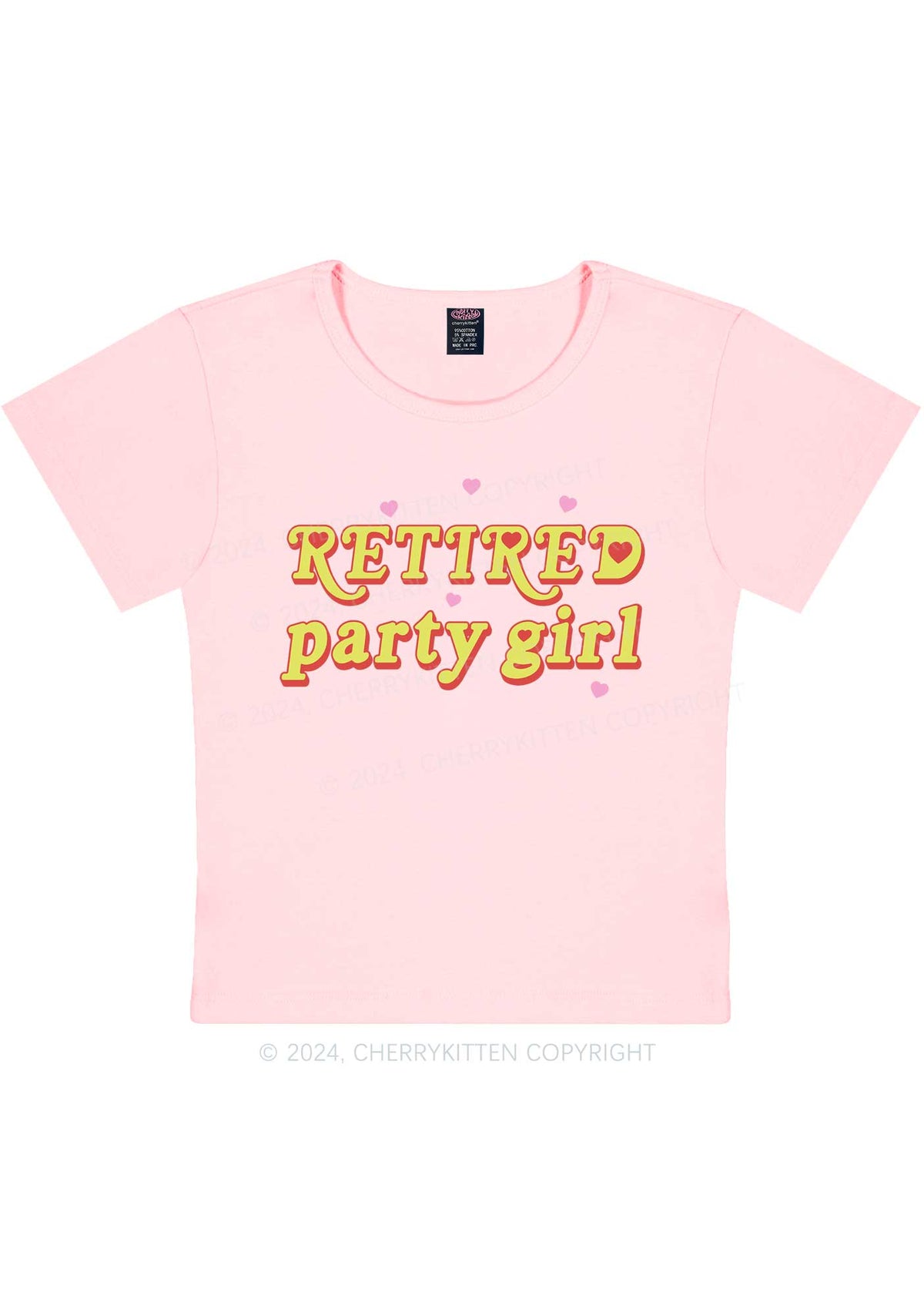 Retired Party Girl Y2K Baby Tee Cherrykitten