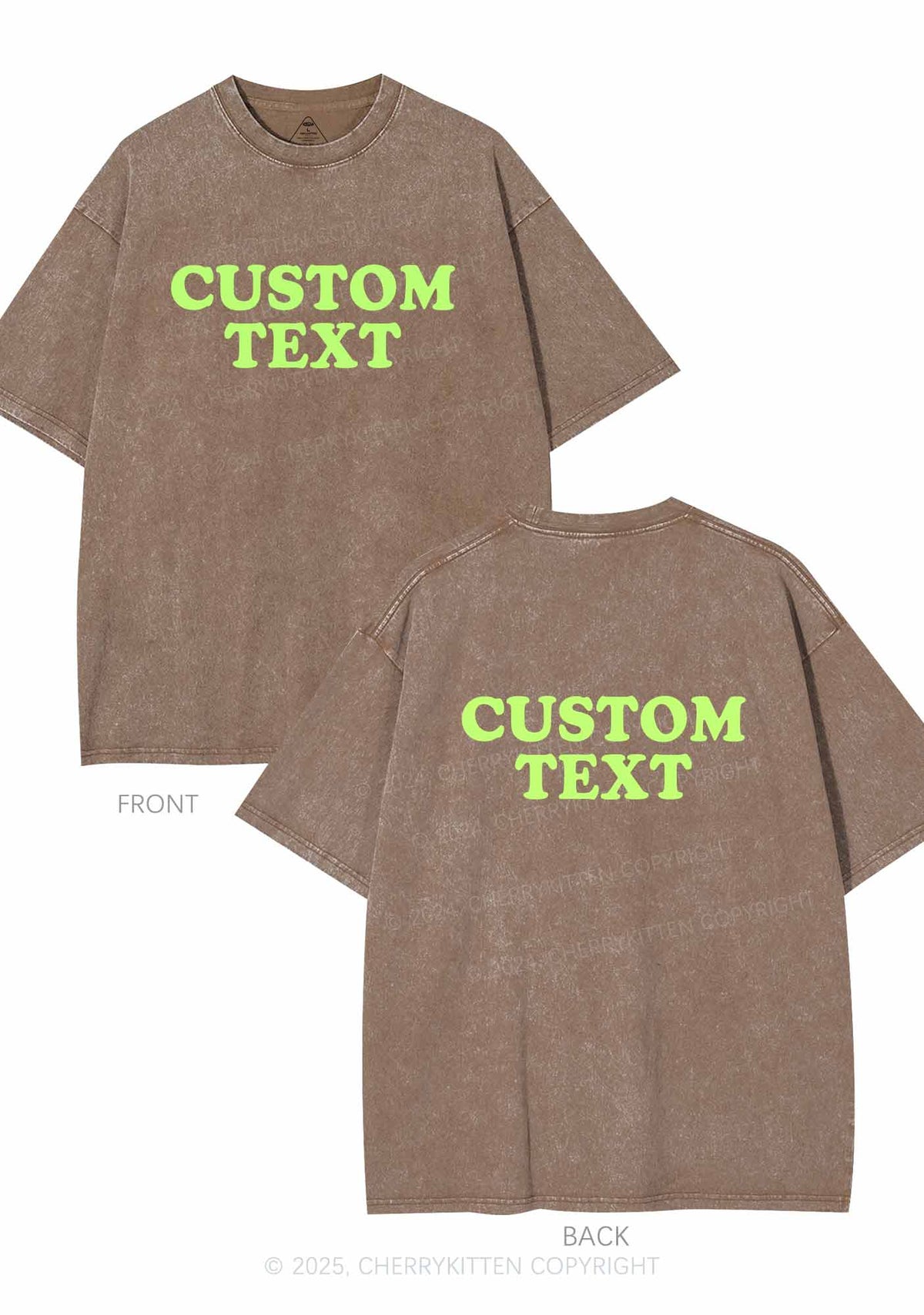 Custom Personalized Text Two Sides Y2K Shirts Washed Tee Cherrykitten