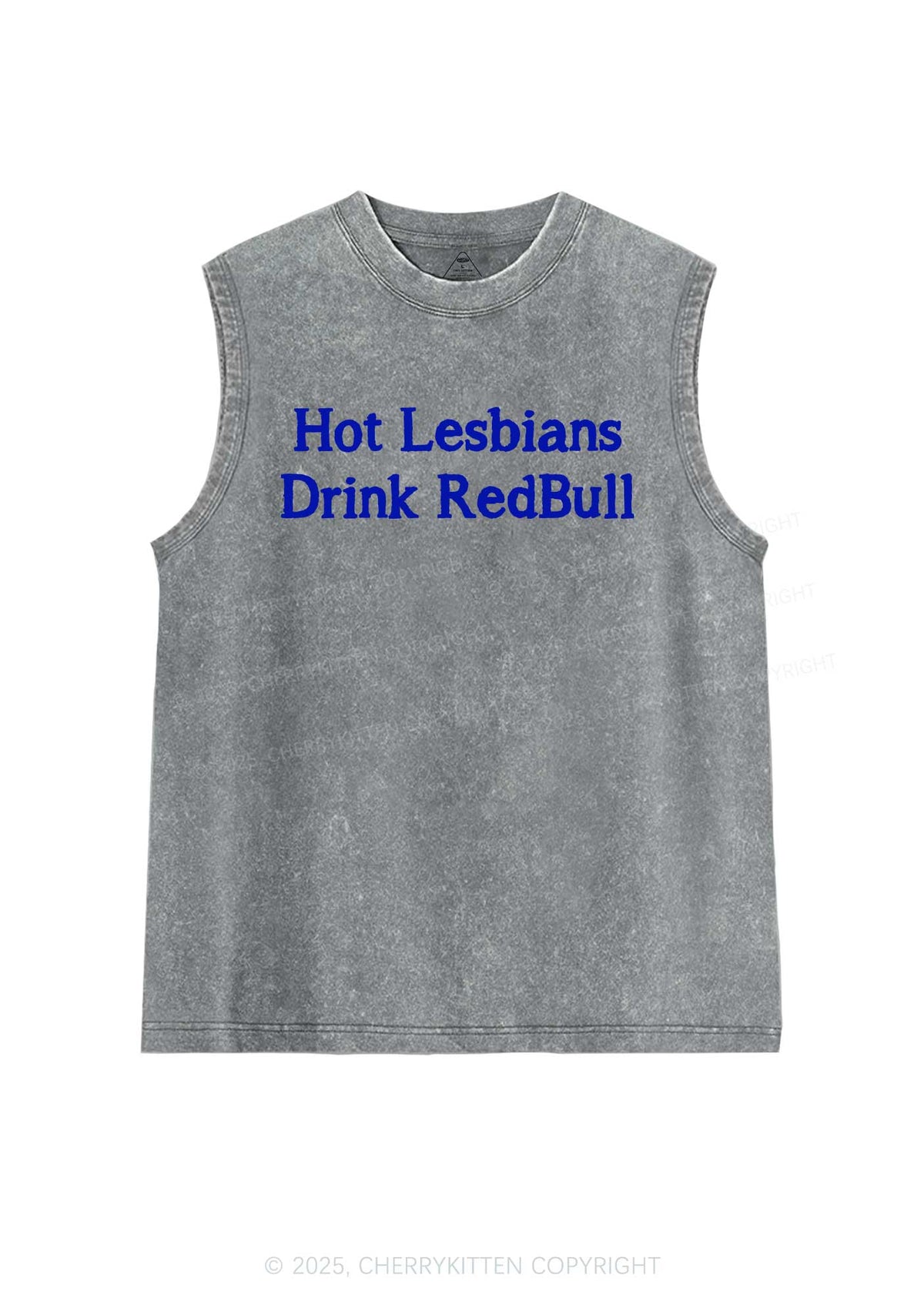 Hot Lesbians Drink Red Pride Y2K Washed Muscle Tank Cherrykitten