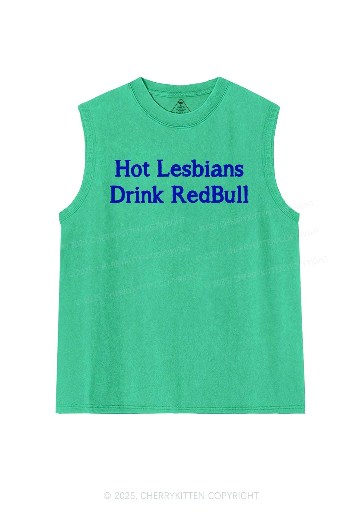 Hot Lesbians Drink Red Pride Y2K Washed Muscle Tank Cherrykitten