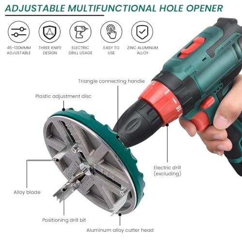 Adjustable Hole Saw 45-130mm for Woodworking, Hole Cutter for Electric Drill