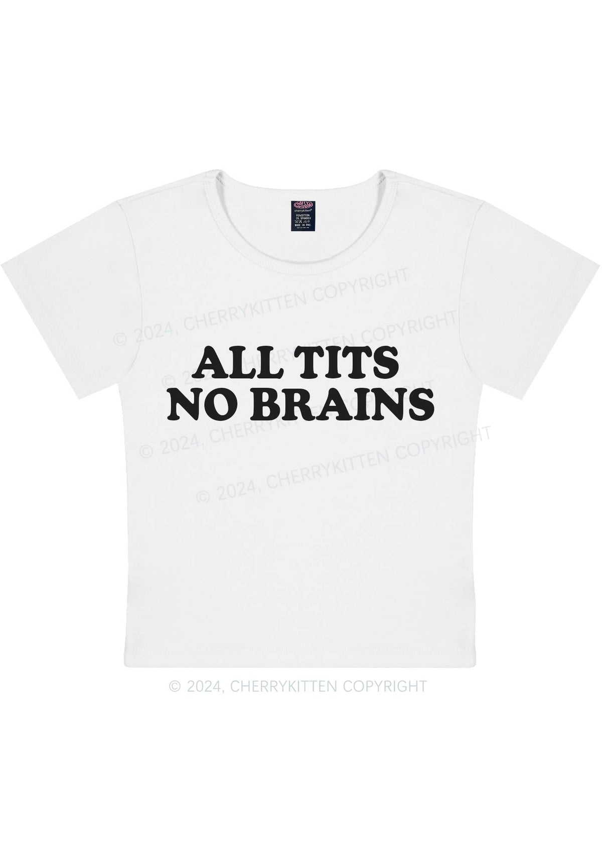 All Txts No Brains Y2K Baby Tee Cherrykitten