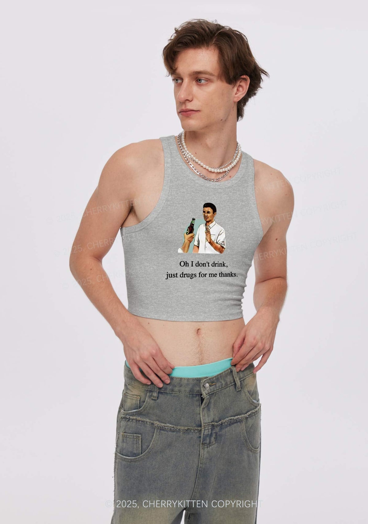 Oh I Dont Drink Y2K Crop Tank Top Cherrykitten