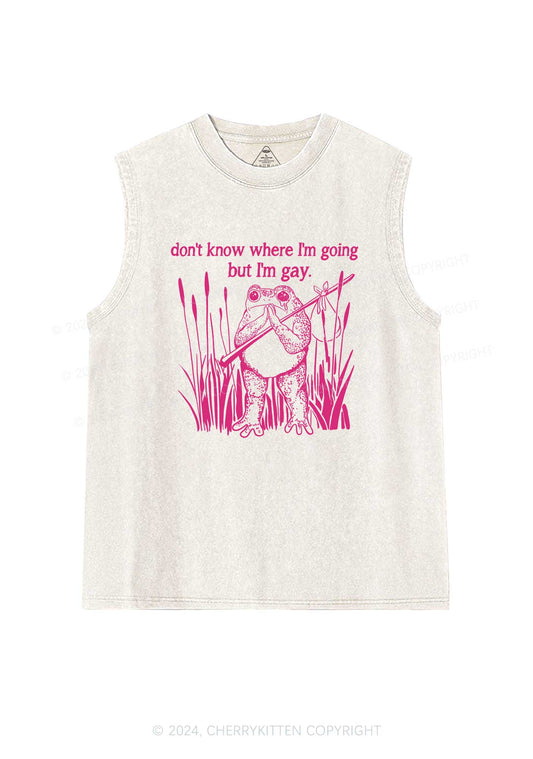 But I Am Gay Frog Pride Y2K Washed Tank Cherrykitten