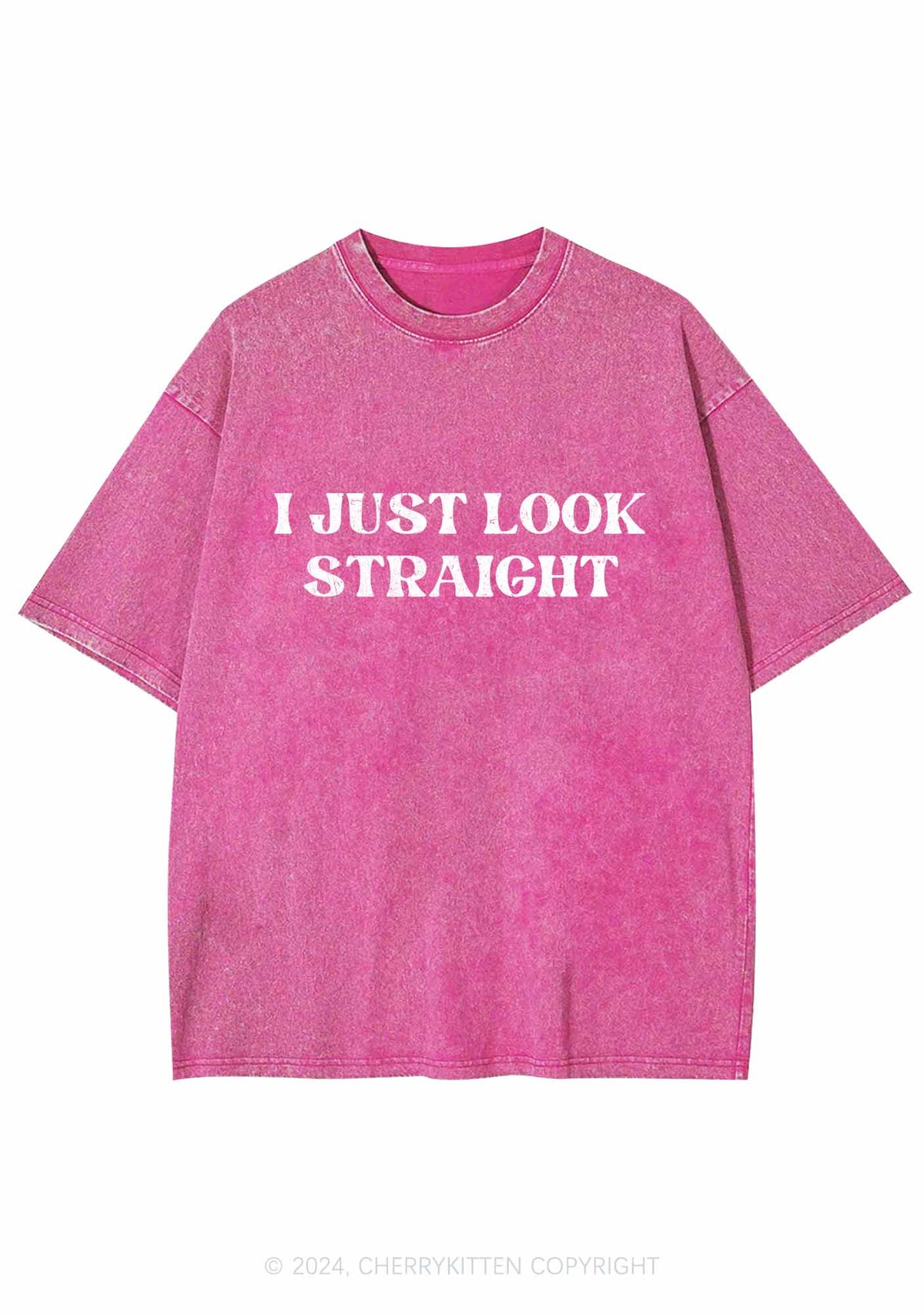 I Just Look Straight Y2K Washed Tee Cherrykitten