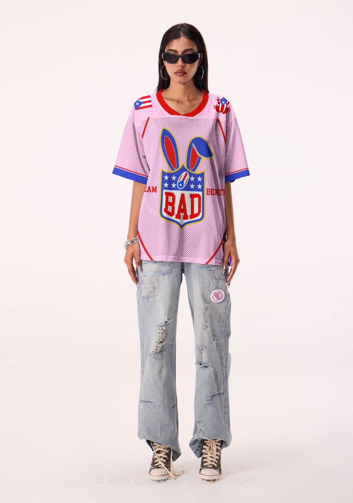 Pink Football Bunny Y2K Sport Jersey Shirts Cherrykitten
