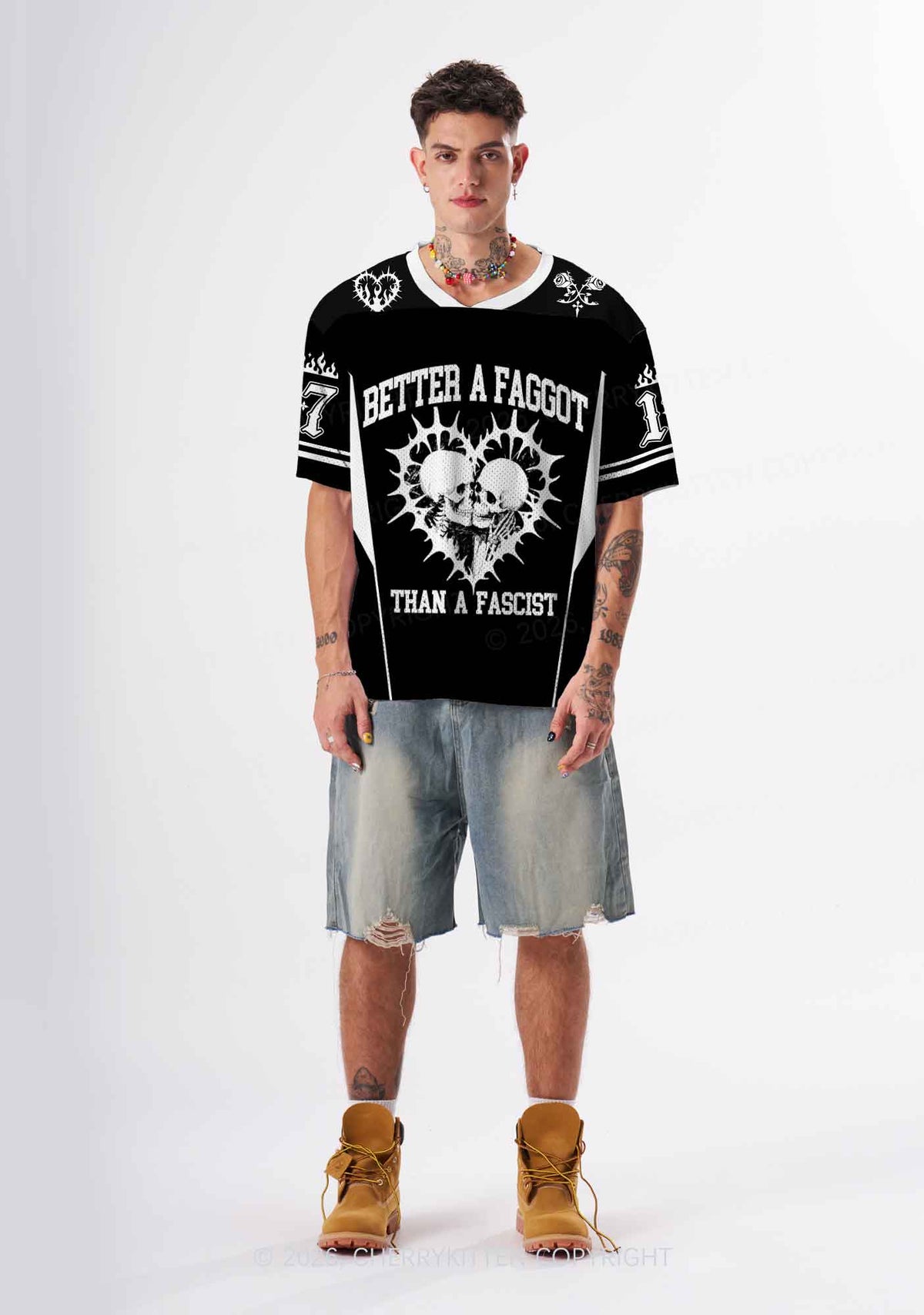Better A Faggot Than A Fascist Pride Y2K Sport Jersey Shirts Cherrykitten