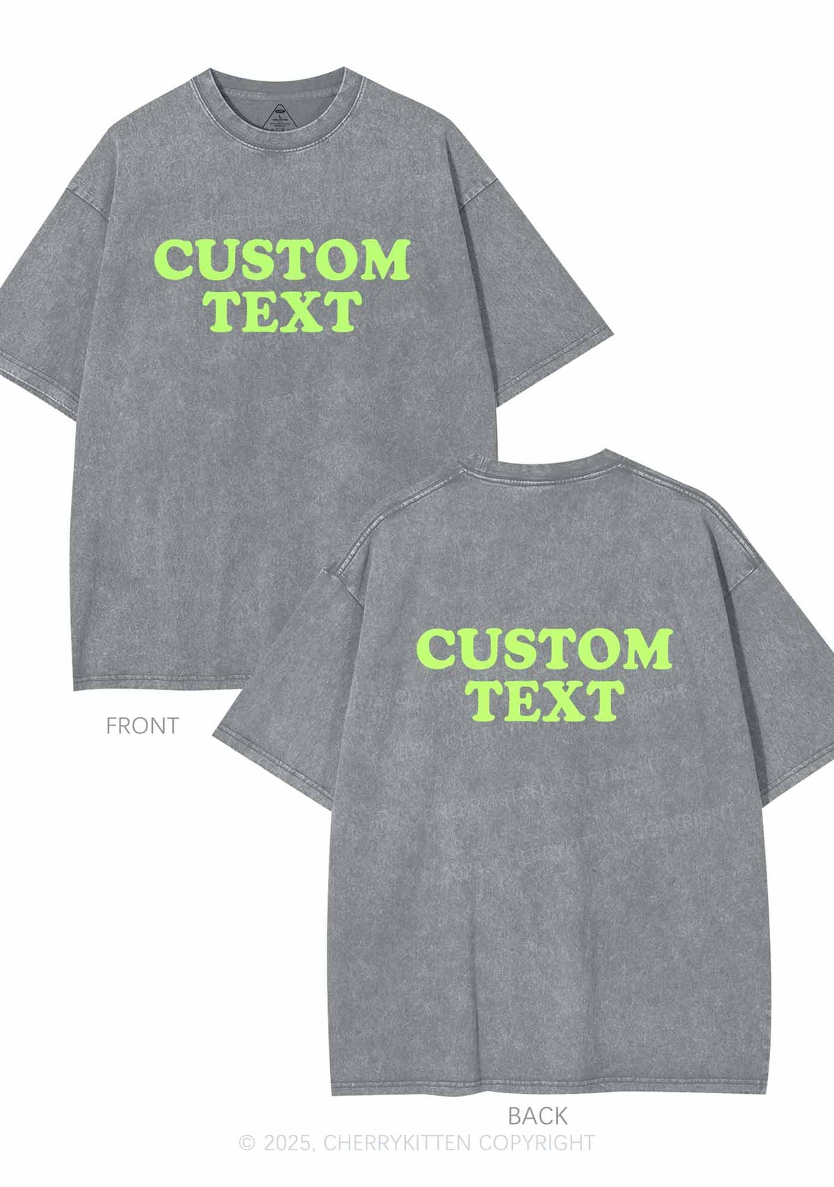 Custom Personalized Text Two Sides Y2K Shirts Washed Tee Cherrykitten
