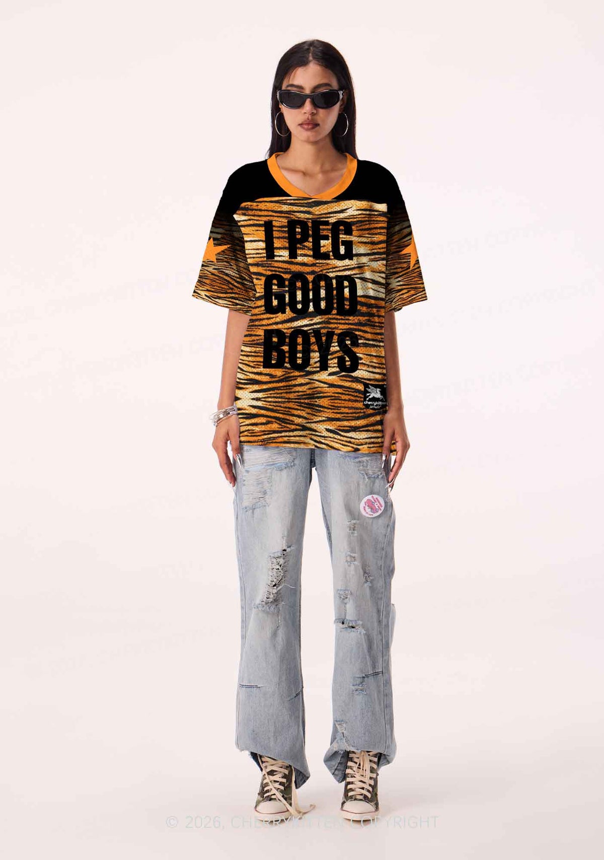 I Peg Good Boys Tiger Stripe Y2K Sport Jersey Shirts Cherrykitten