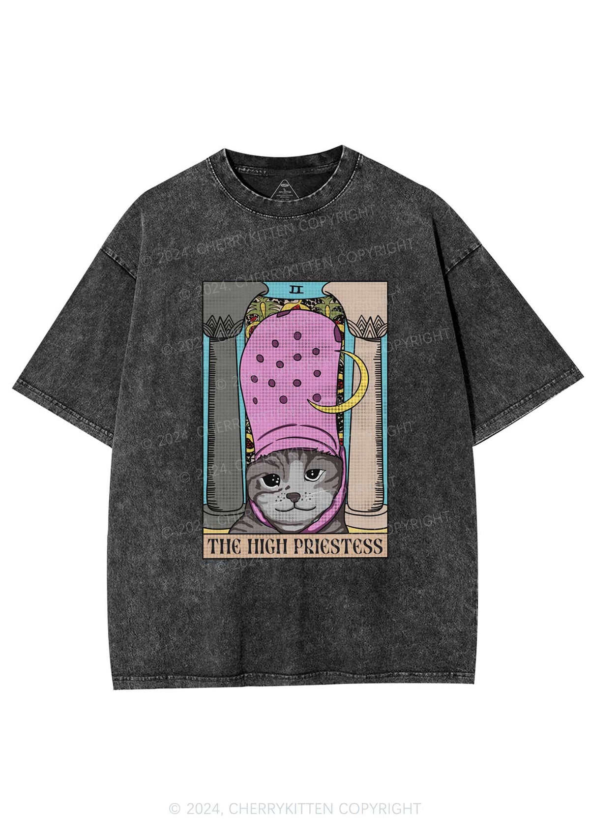 High Priestess Cat Y2K Washed Tee Cherrykitten