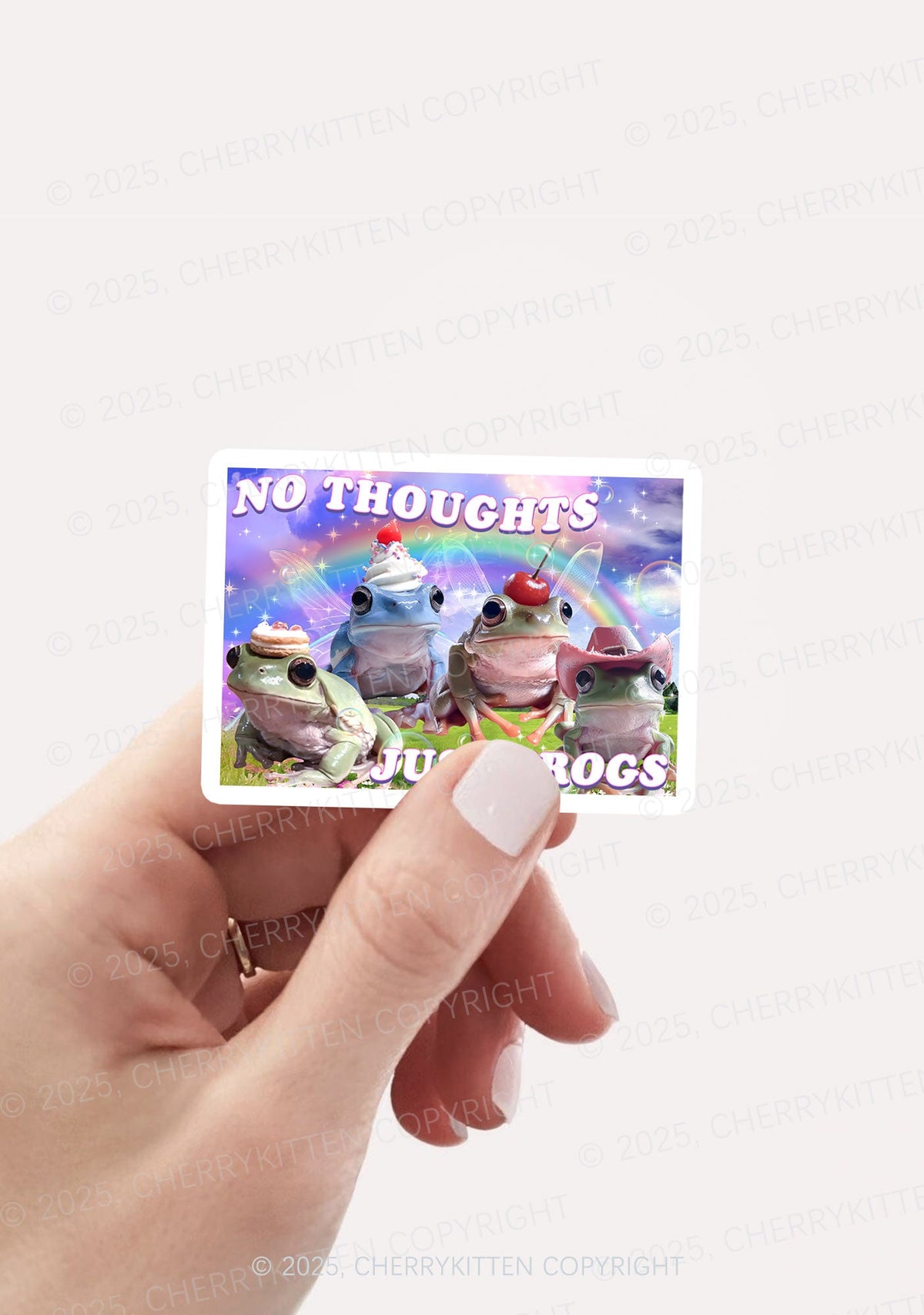 No Thoughts Just Frogs 1Pc Y2K Sticker Cherrykitten