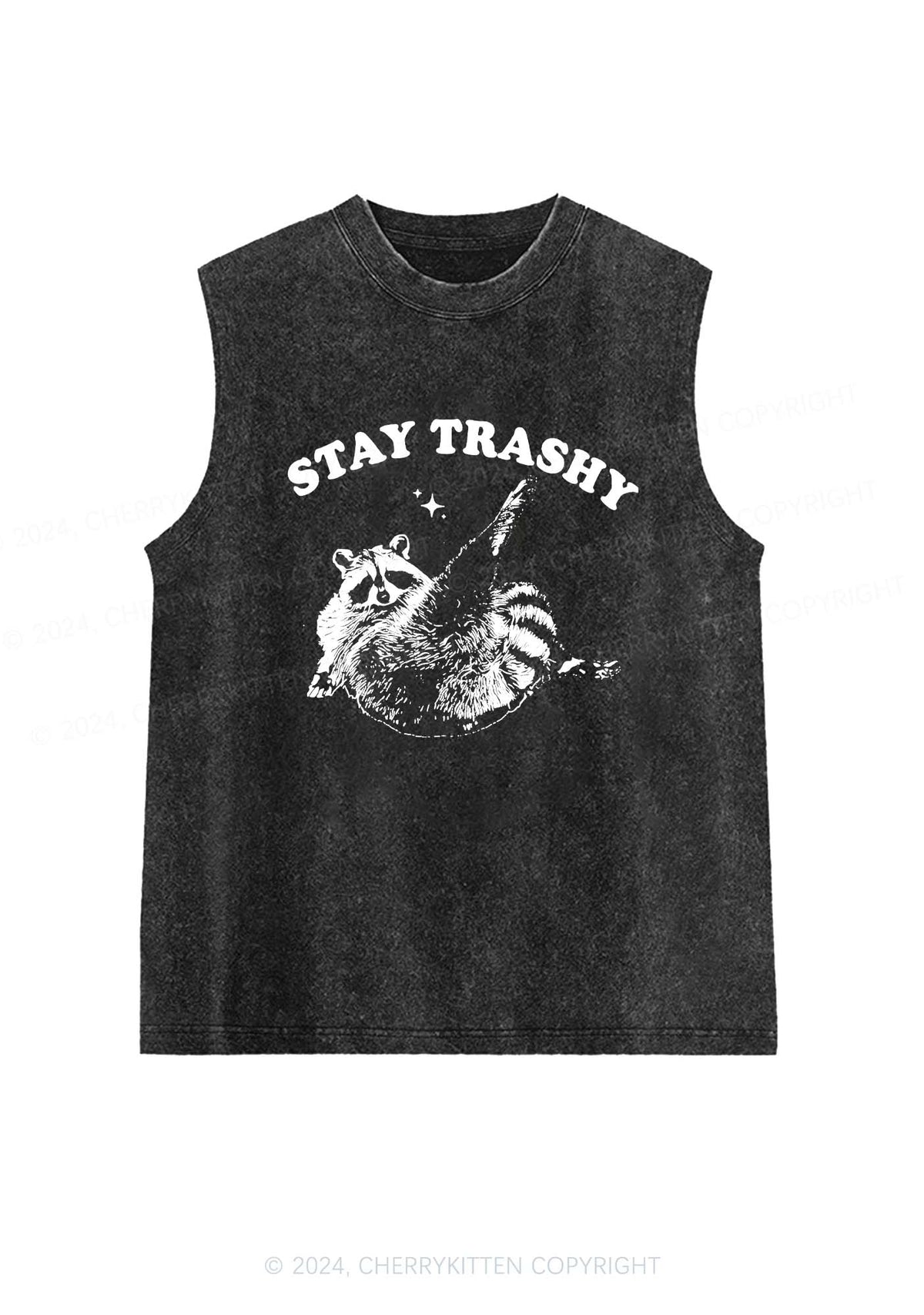 Raccoon Stay Trashy Y2K Washed Tank Cherrykitten