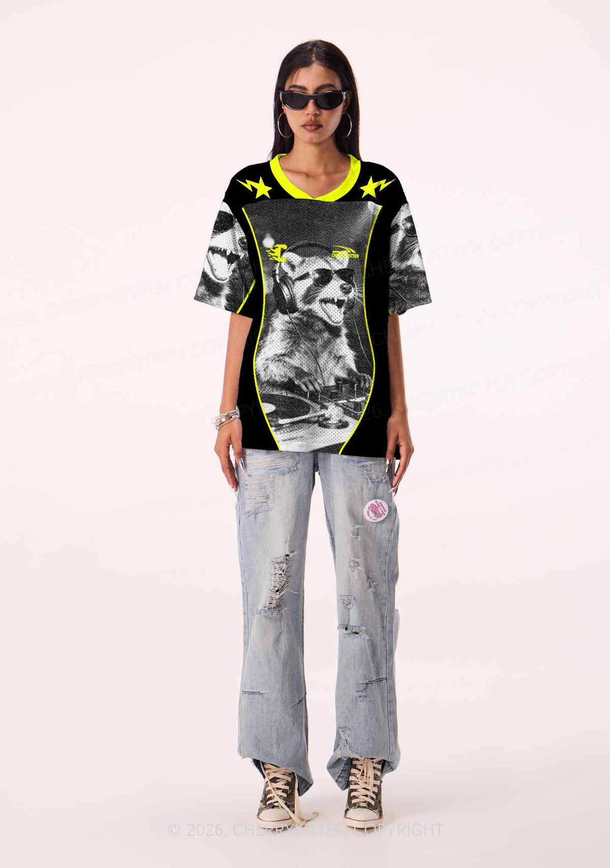 DJ Raccoon Y2K Sport Jersey Shirts Cherrykitten