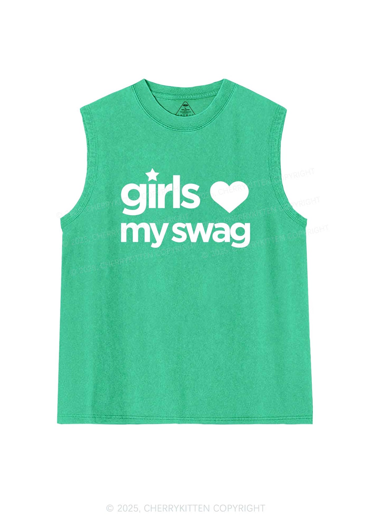 Girls Love My Swag Pride Y2K Washed Muscle Tank Cherrykitten
