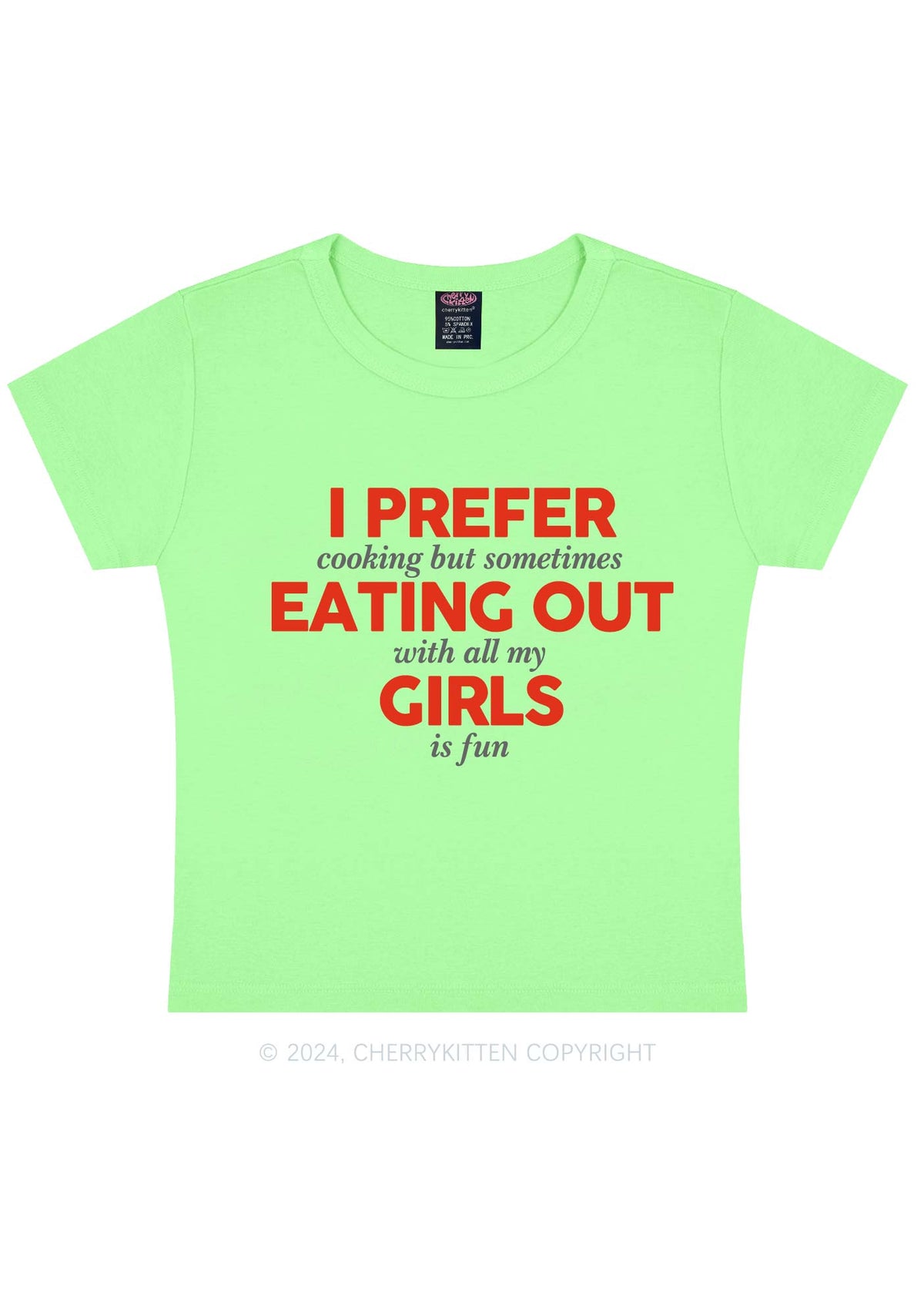 Prefer Eating Out Girls Y2K Baby Tee Cherrykitten
