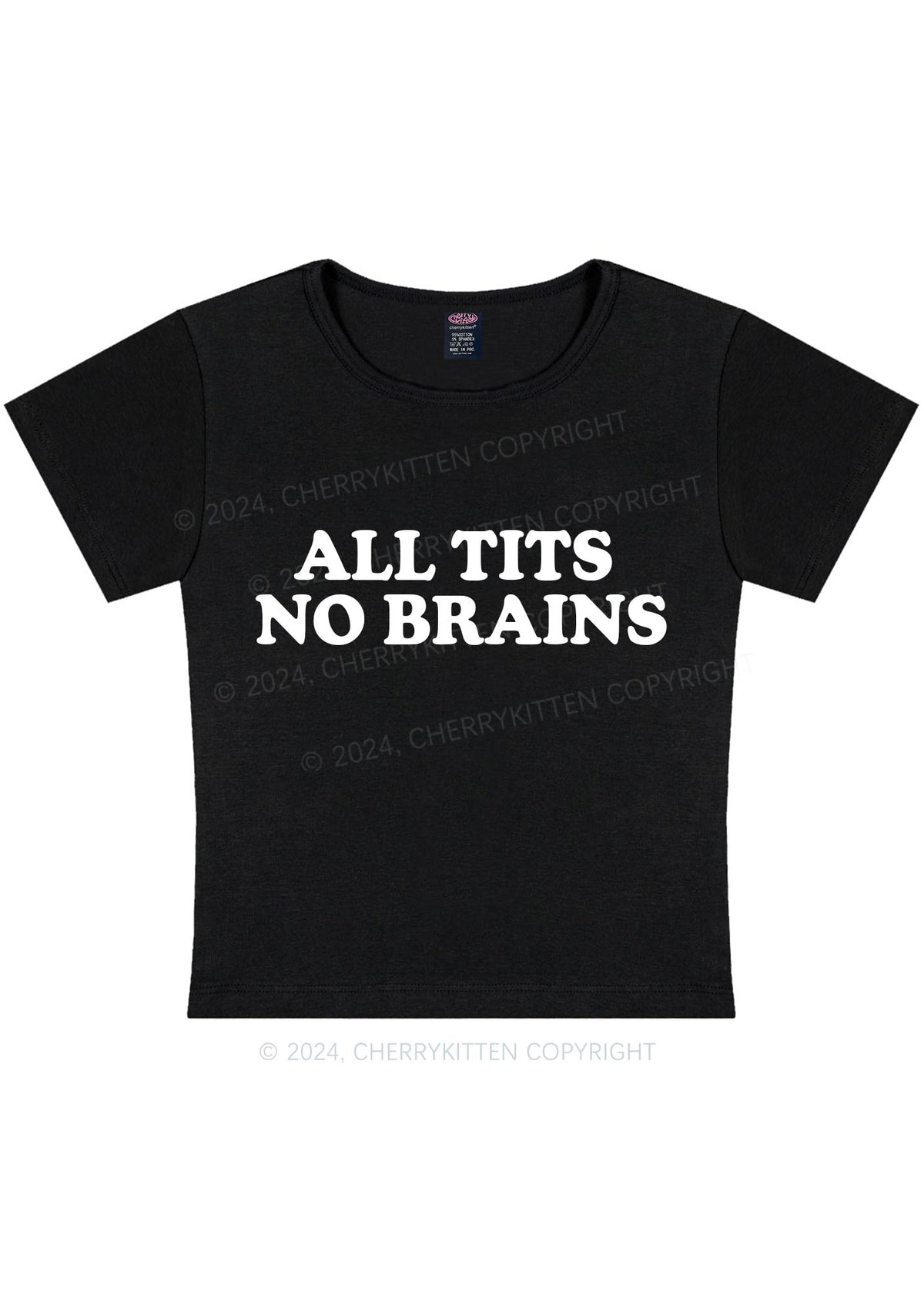 All Txts No Brains Y2K Baby Tee Cherrykitten