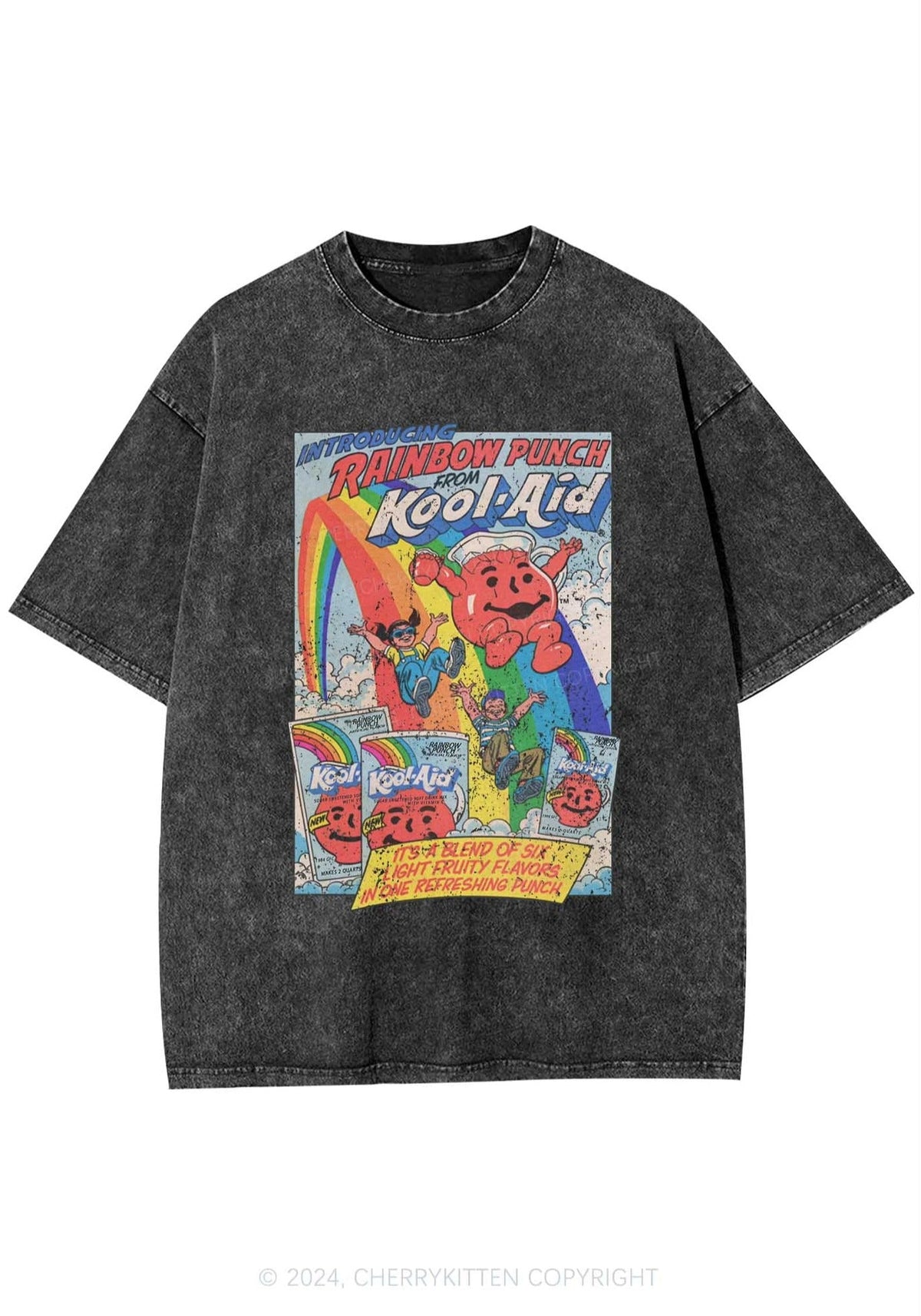 Rainbow Punch Y2K Washed Tee Cherrykitten