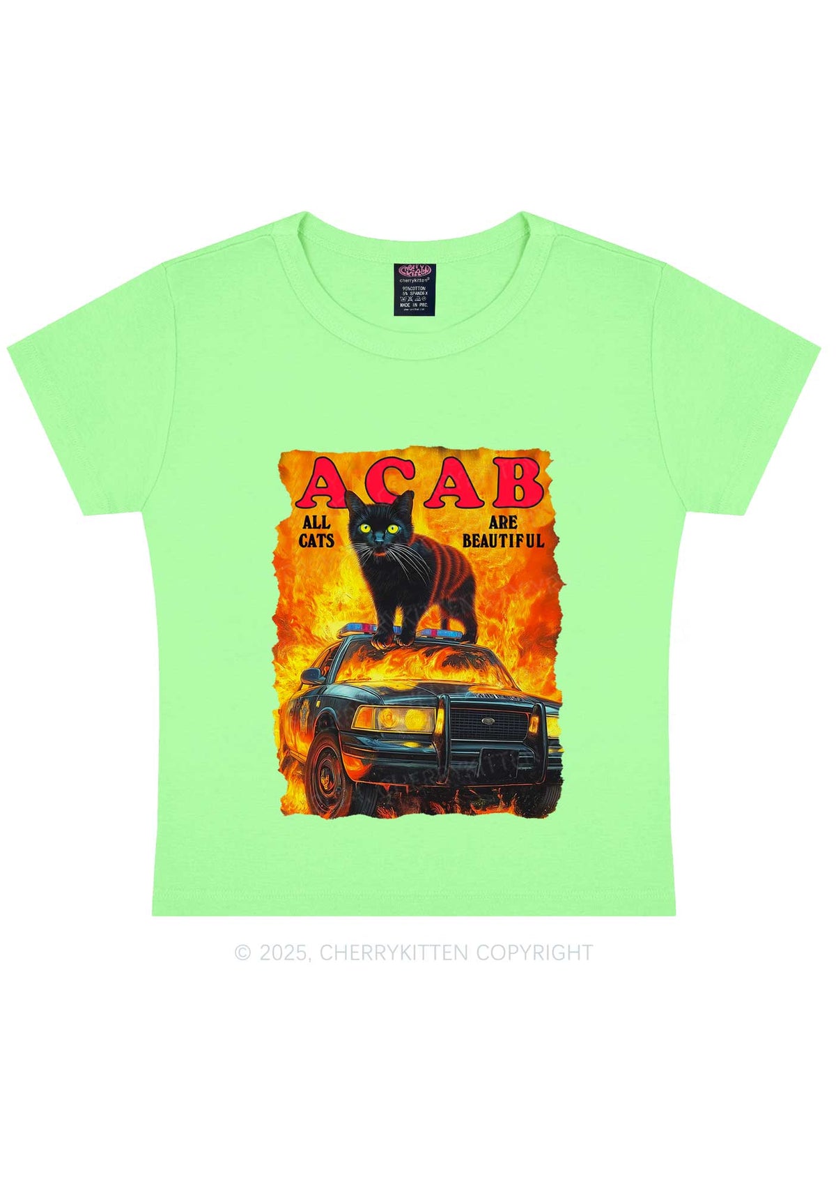 ACAB Beautiful Cats Y2K Baby Tee Cherrykitten
