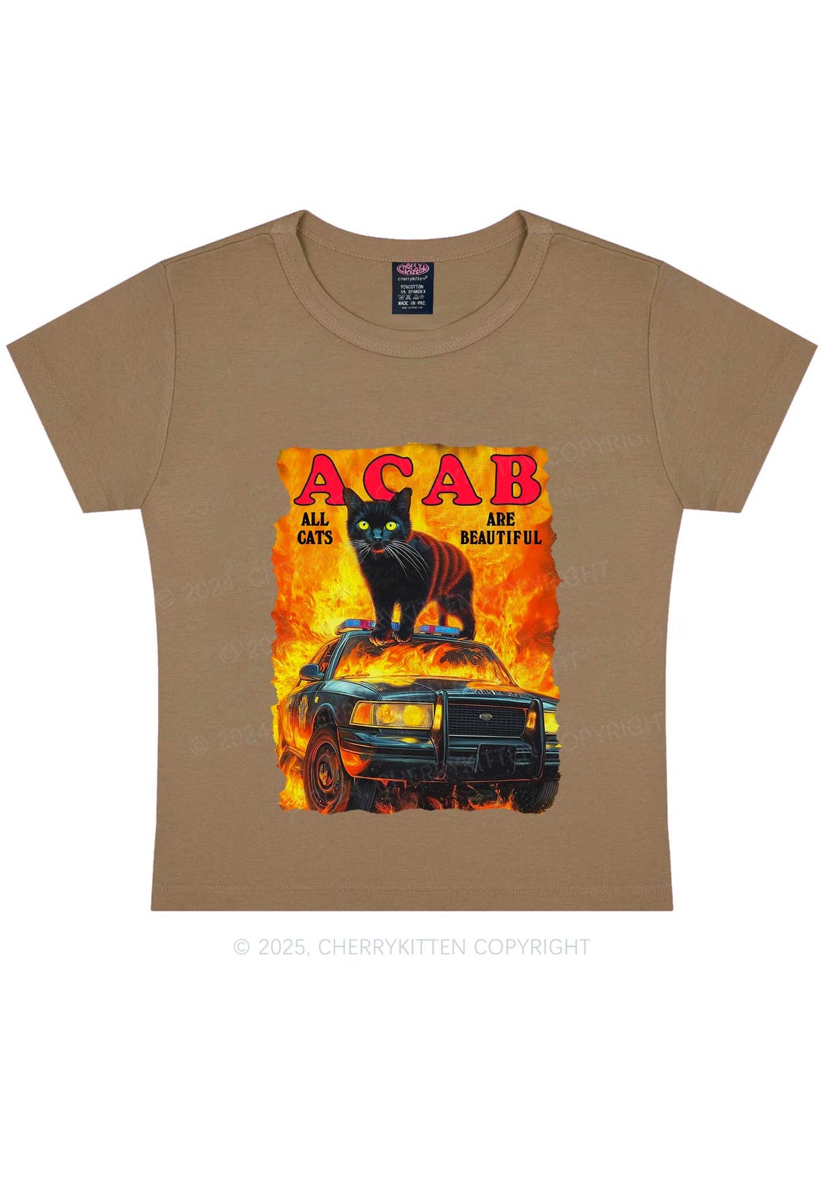 ACAB Beautiful Cats Y2K Baby Tee Cherrykitten