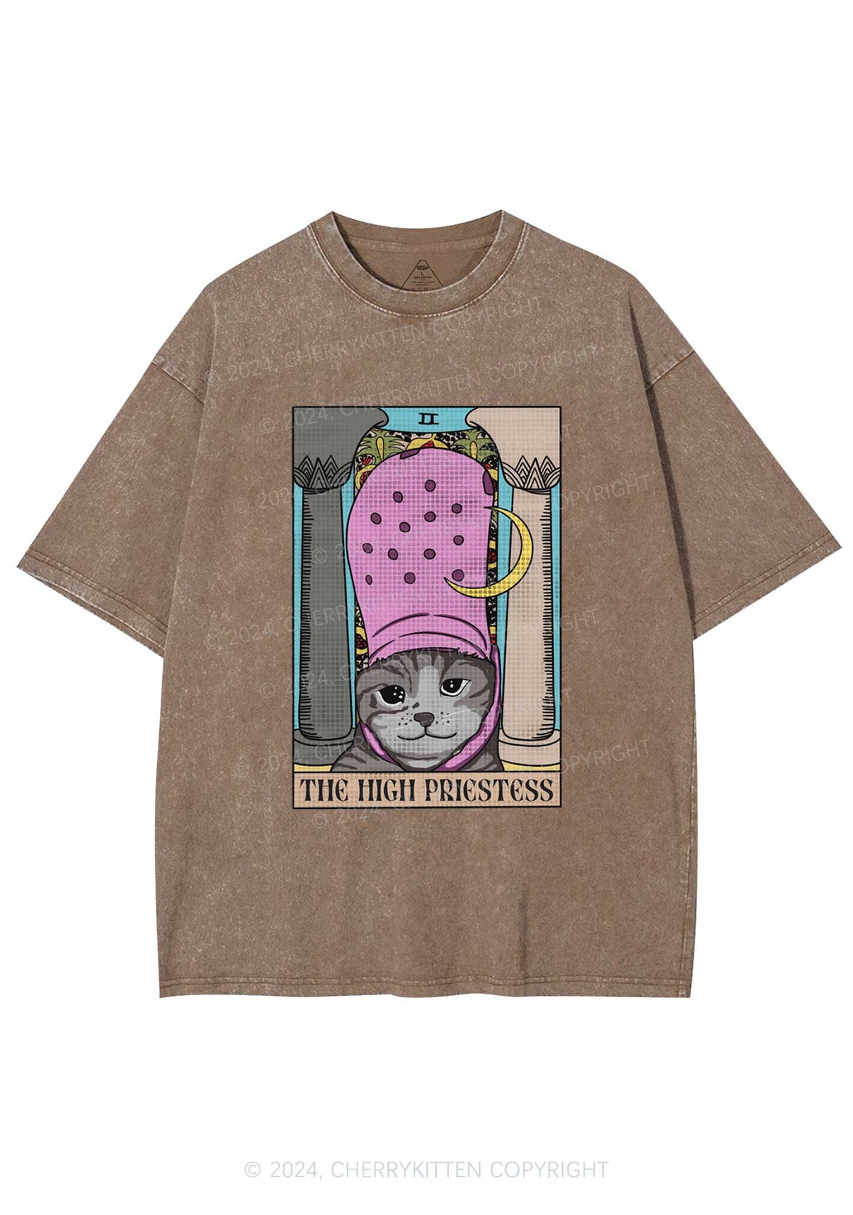 High Priestess Cat Y2K Washed Tee Cherrykitten
