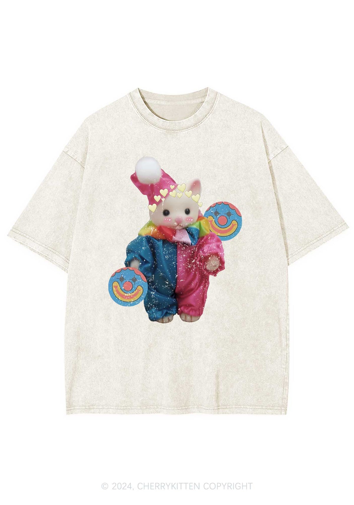 Chat Clown Y2K Washed Tee Cherrykitten