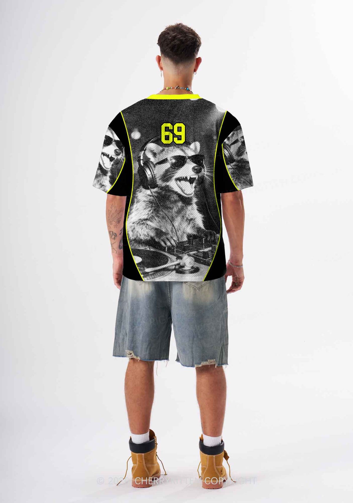 DJ Raccoon Y2K Sport Jersey Shirts Cherrykitten