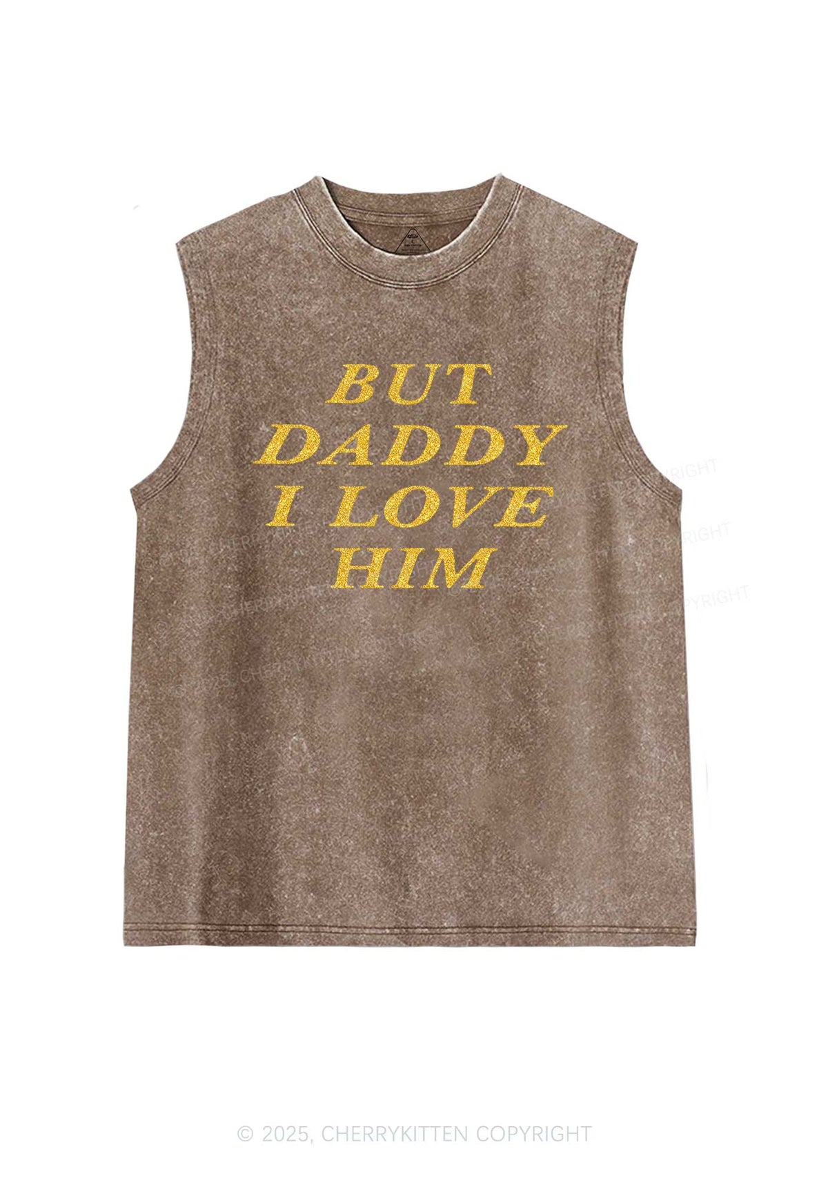 Glitter But Daddy I Love Him Y2K Washed Muscle Tank Cherrykitten