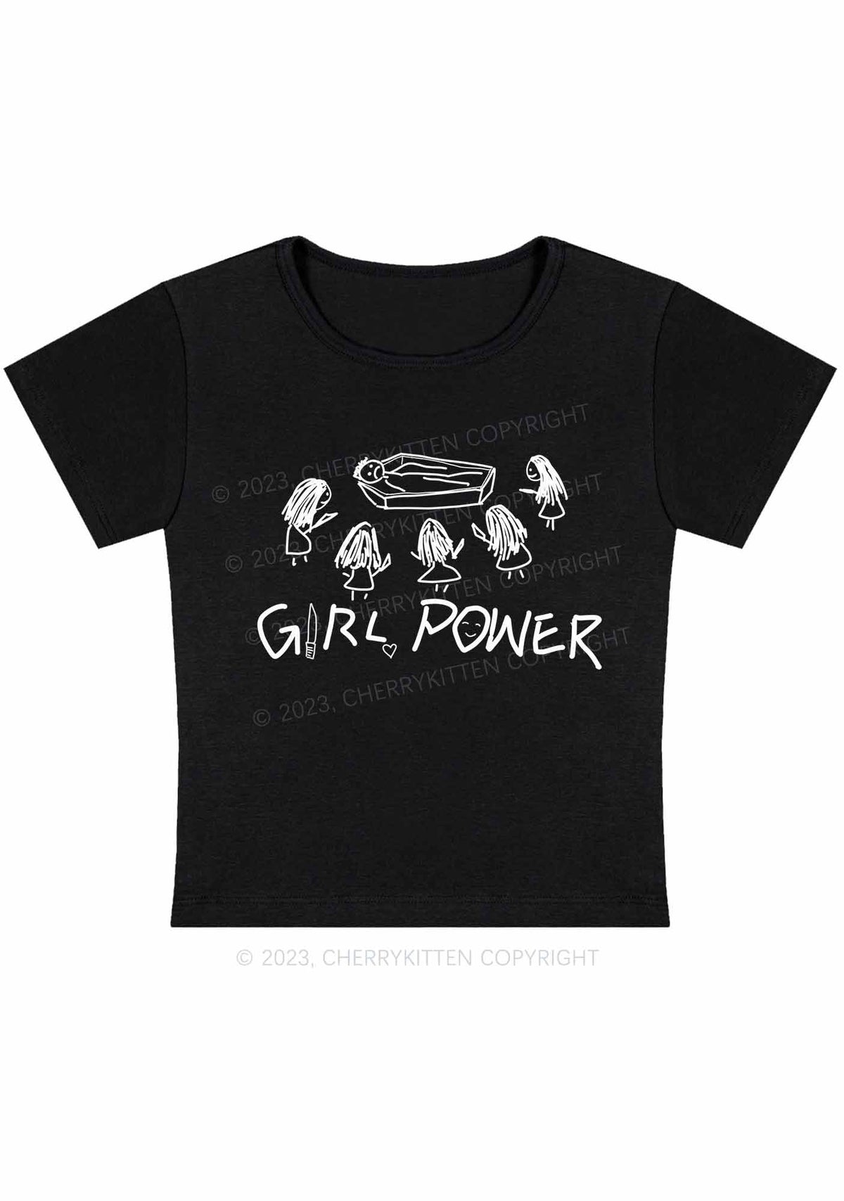Girls Power Y2K Baby Tee Cherrykitten