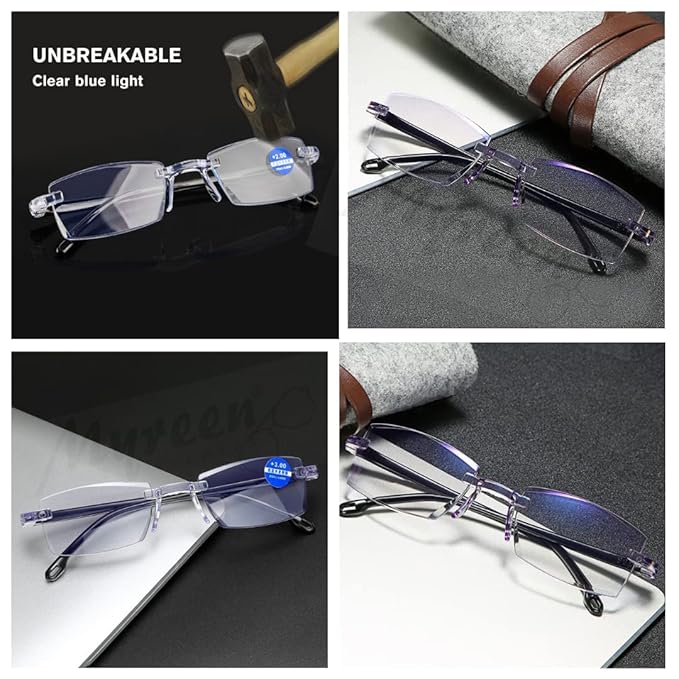 Rimless Adaptive Power Mobile Protection Reading Glasses ⭐⭐⭐⭐⭐