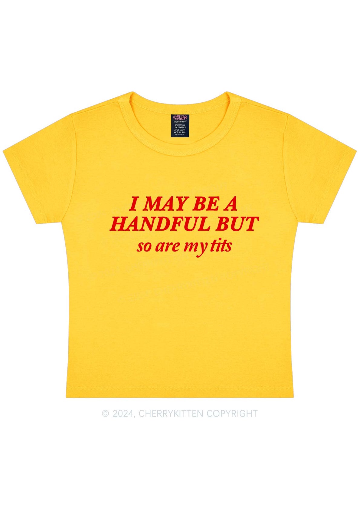 I May Be A Handful Y2K Baby Tee Cherrykitten
