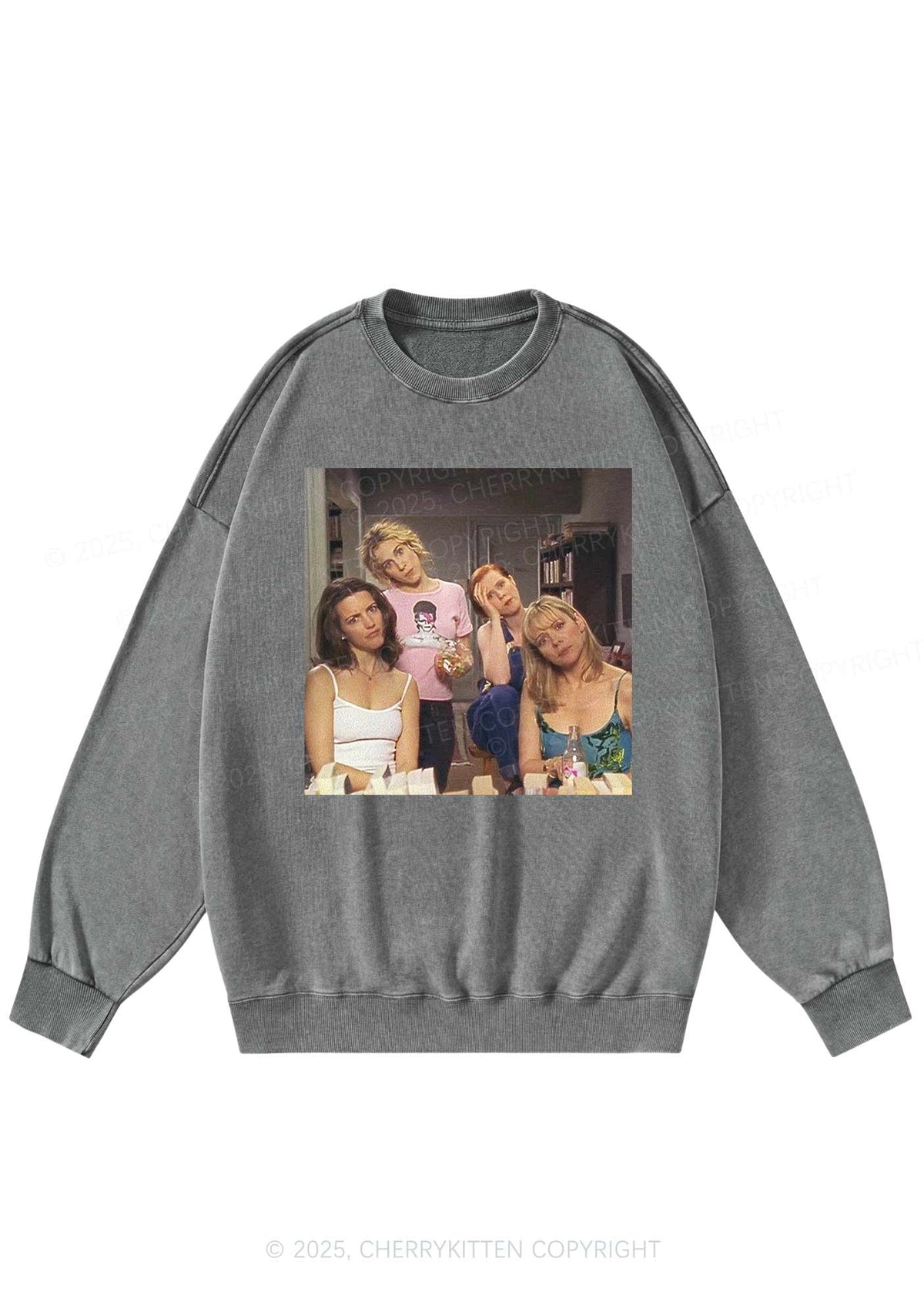 Girl Puzzled Y2K Washed Sweatshirts Cherrykitten