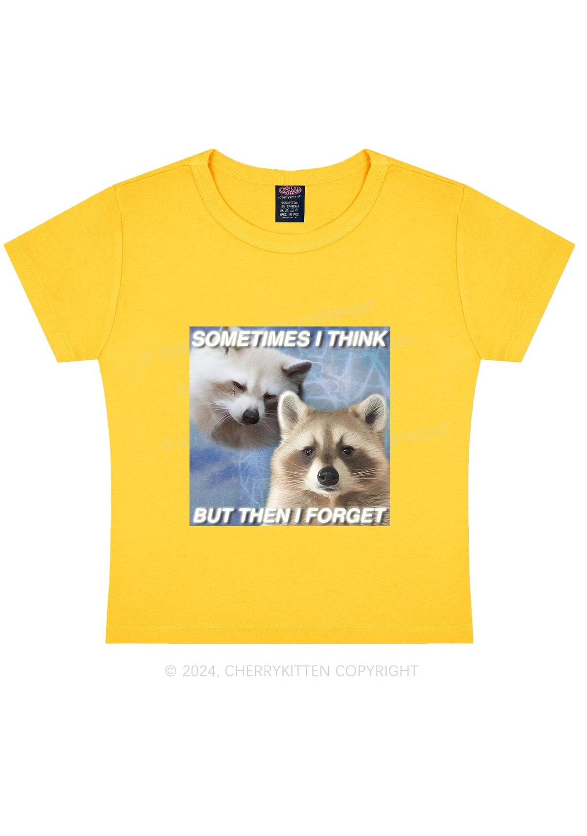 Raccoon Sometimes Think Y2K Baby Tee Cherrykitten