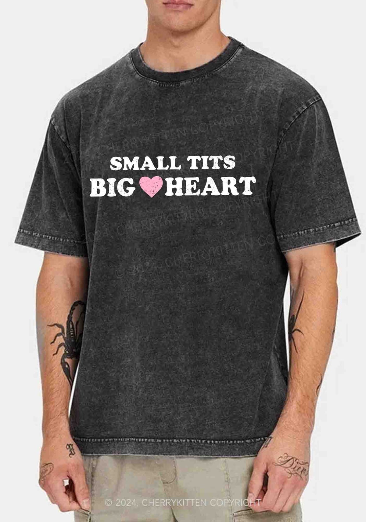 Small But Big Heart Y2K Washed Tee Cherrykitten
