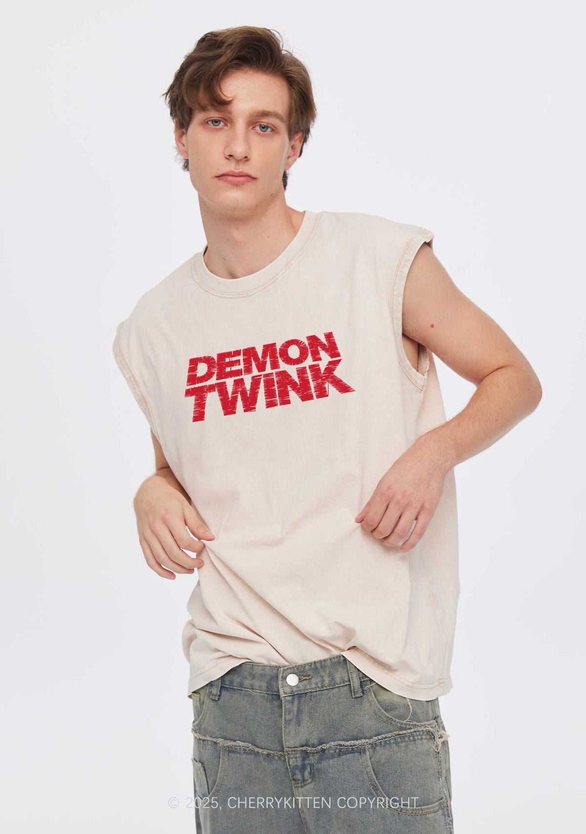 Demon Twink Pride Y2K Washed Muscle Tank Cherrykitten