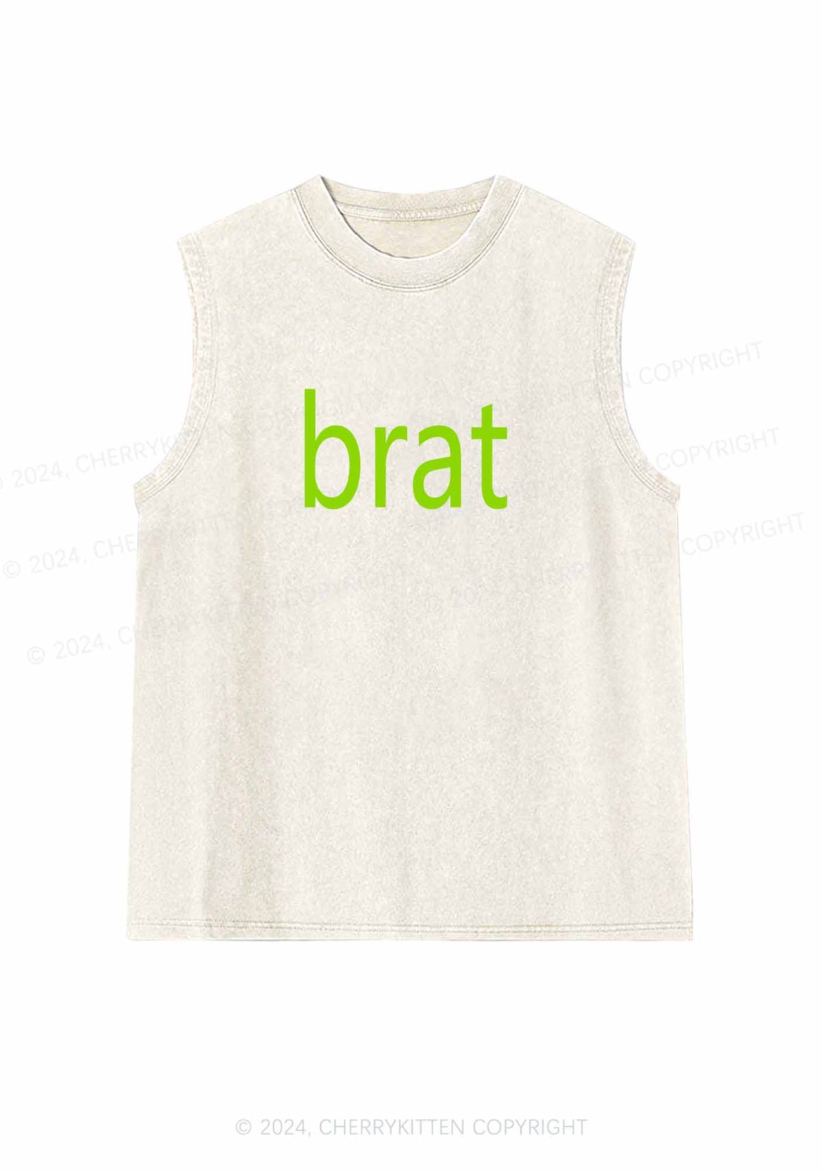 Green Brat Y2K Washed Tank Cherrykitten