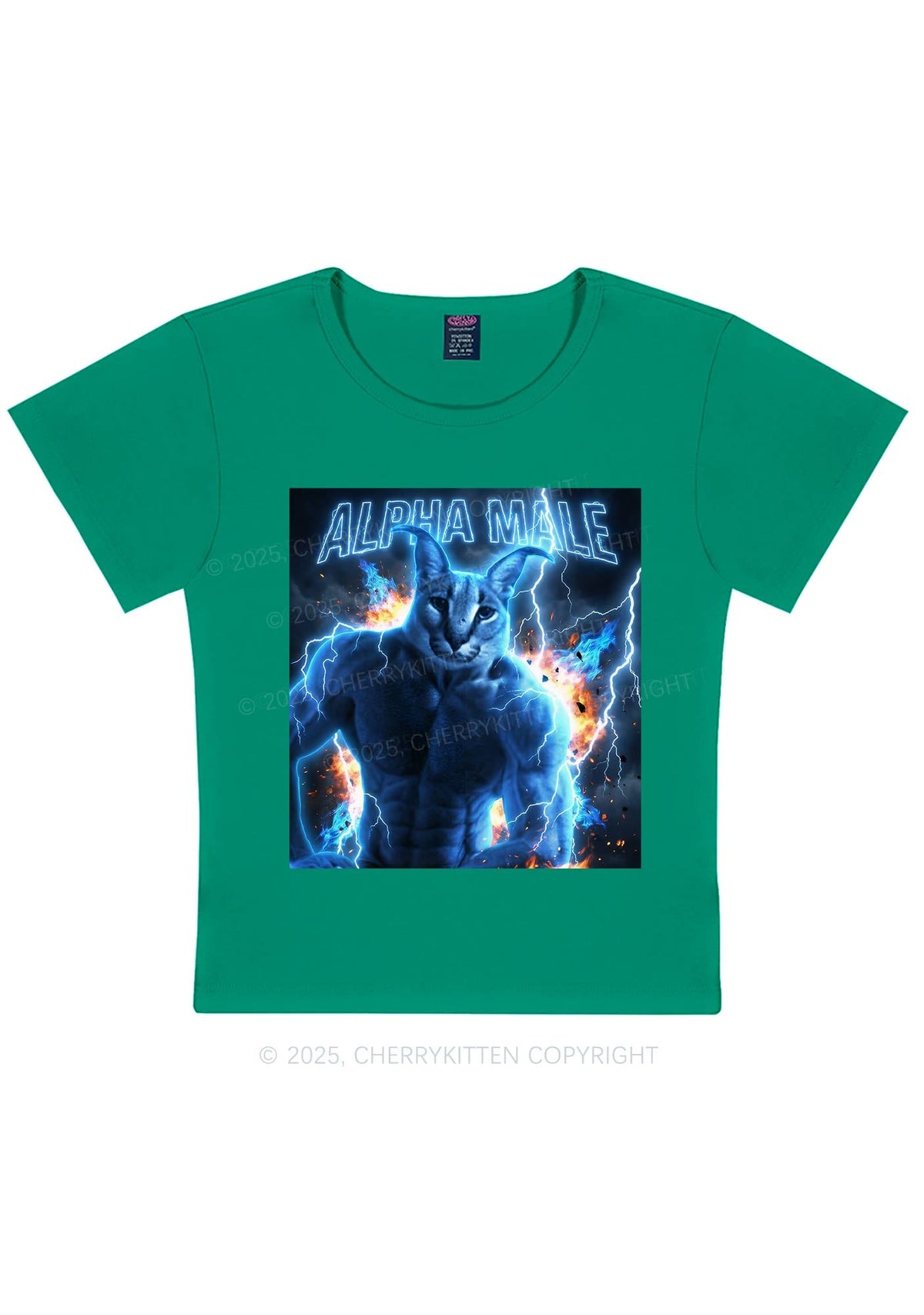 Alpha Male Floppa Y2K Baby Tee Cherrykitten