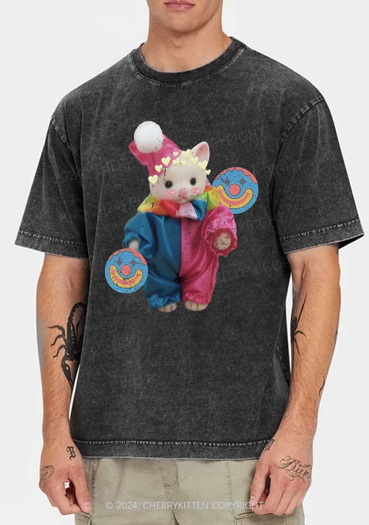 Chat Clown Y2K Washed Tee Cherrykitten