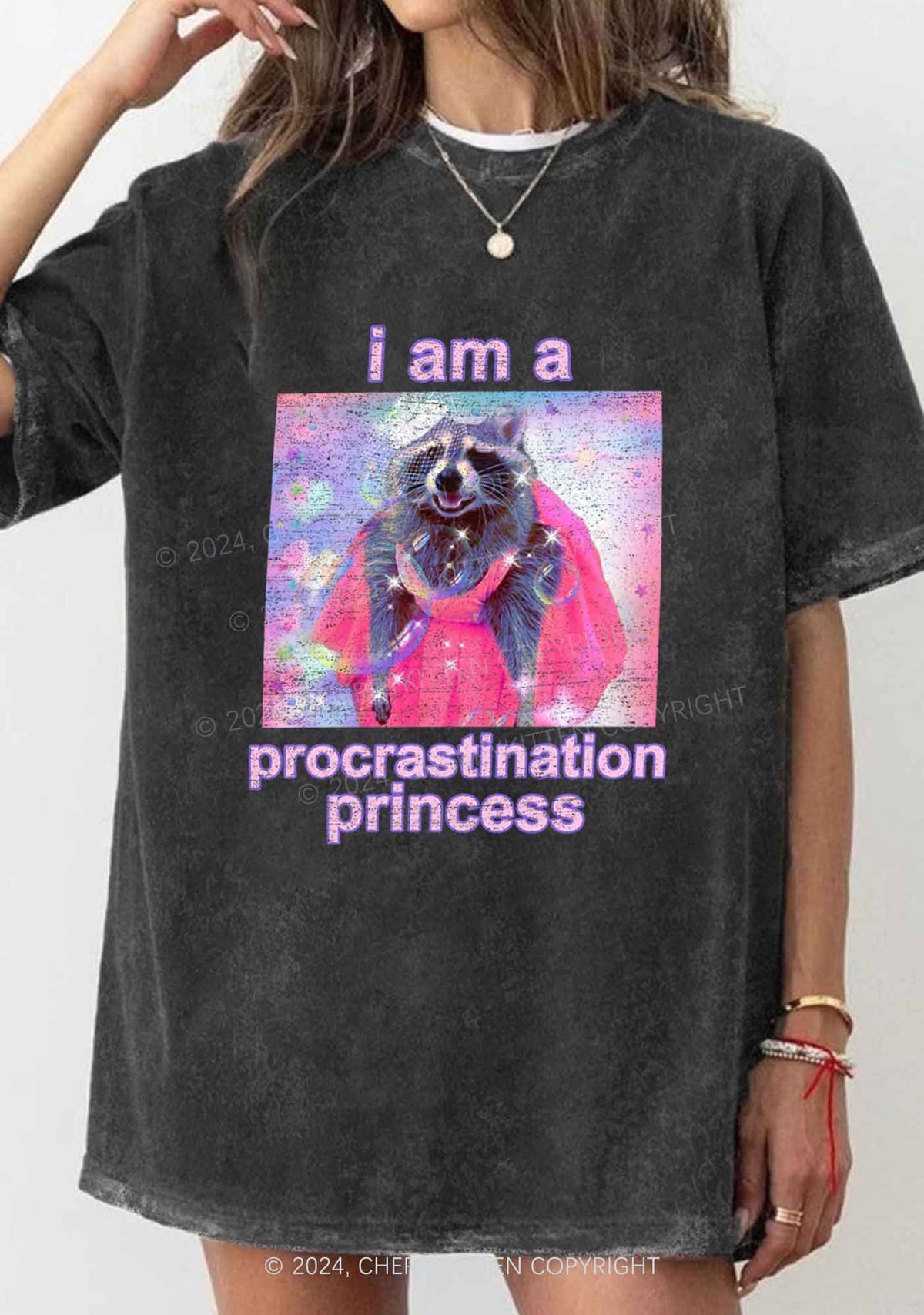 Procrastination Princess Y2K Washed Tee Cherrykitten