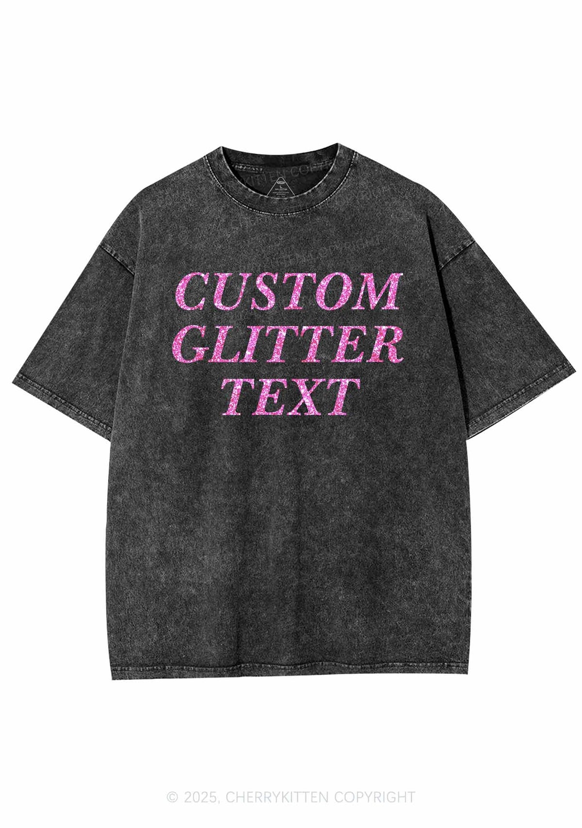 Custom Text Glitter Y2K Shirts Washed Tee Cherrykitten
