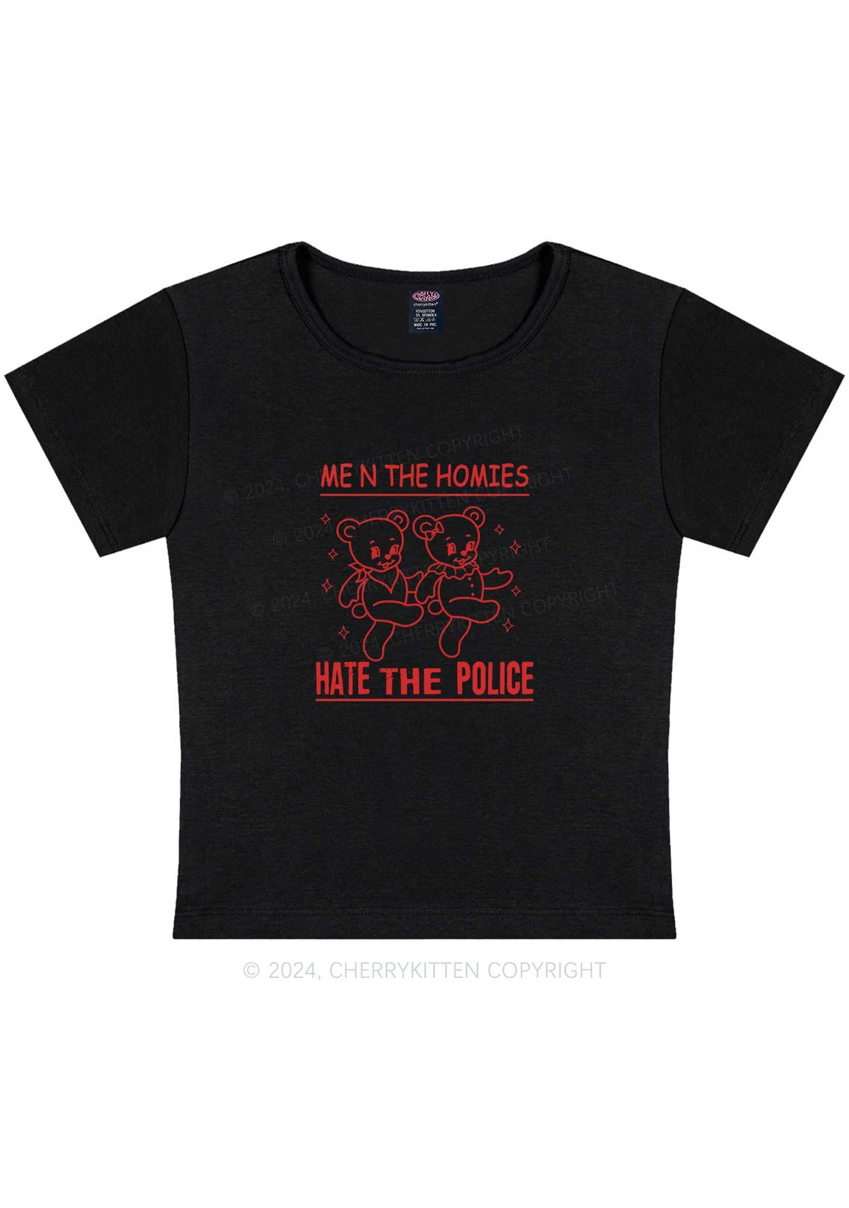 Hate The Police Y2K Baby Tee Cherrykitten