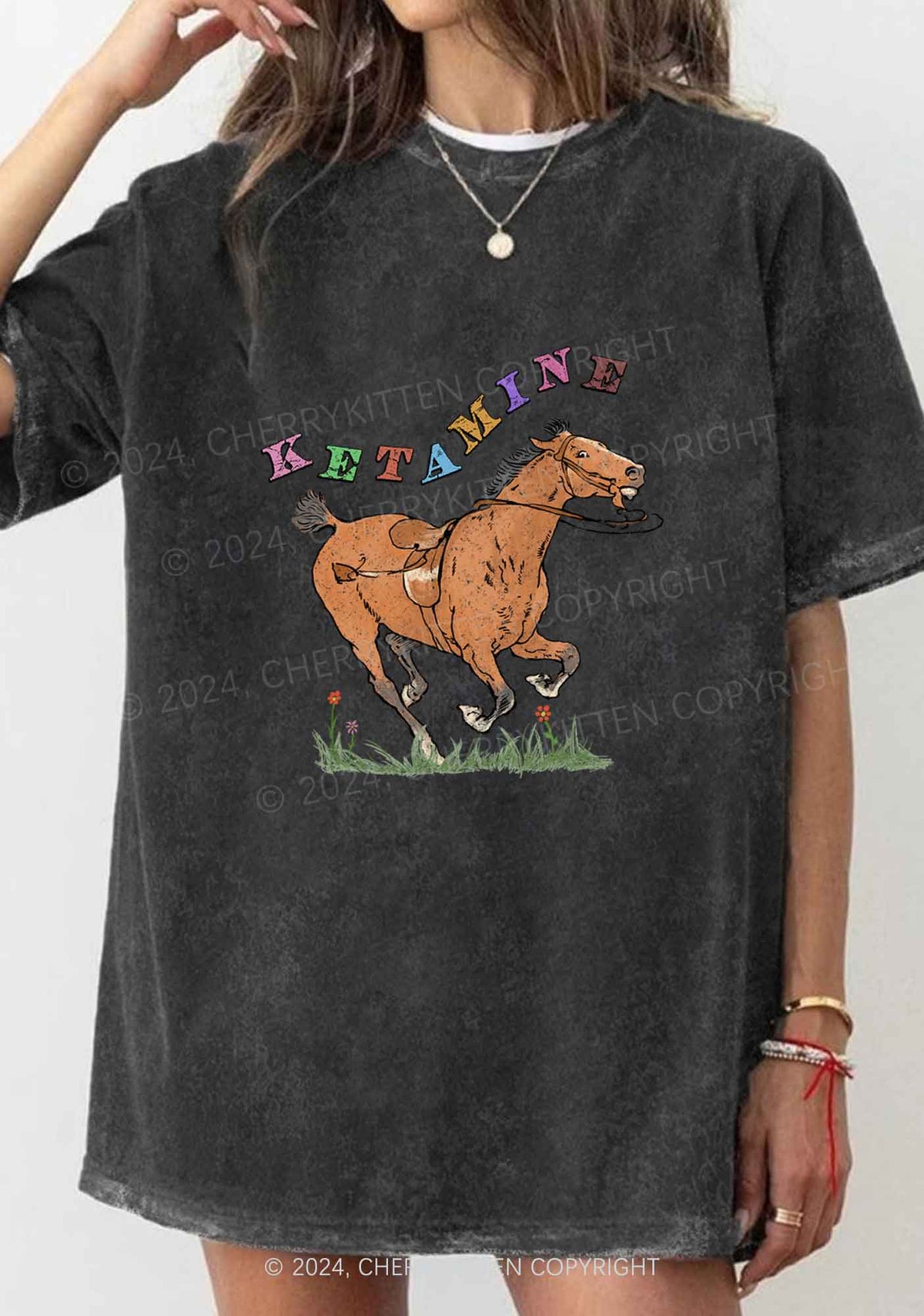 Orange Pony Y2K Washed Tee Cherrykitten