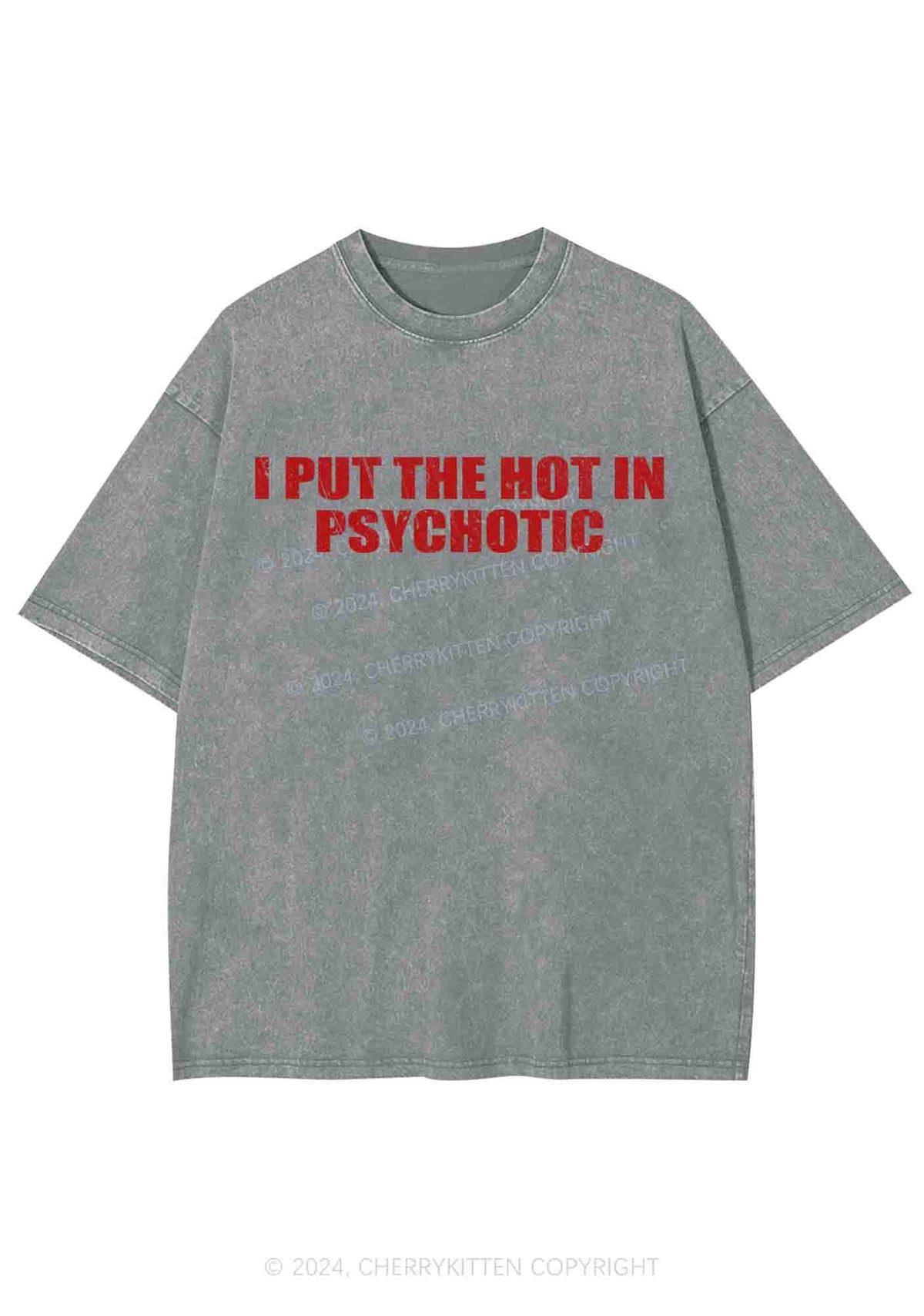 I Put The Hot In Psychotic Y2K Washed Tee Cherrykitten