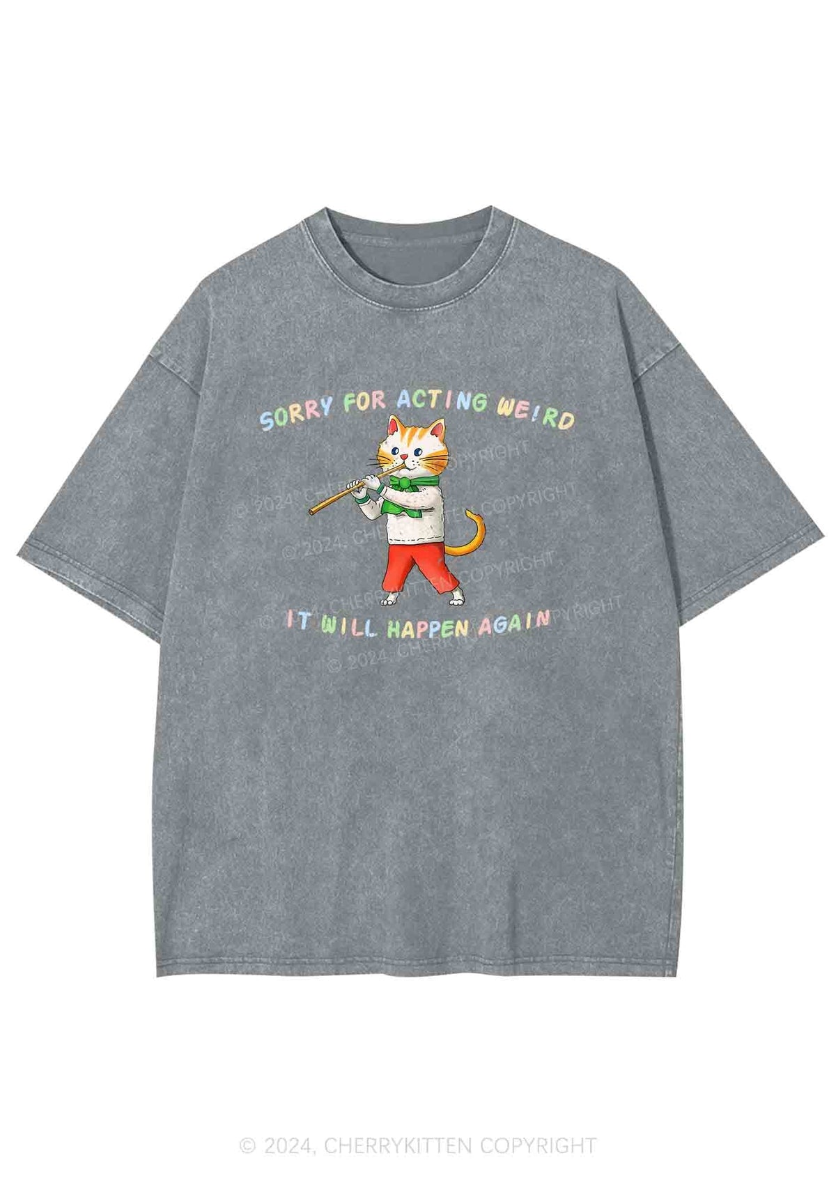 Sorry For Acting Weird Y2K Washed Tee Cherrykitten