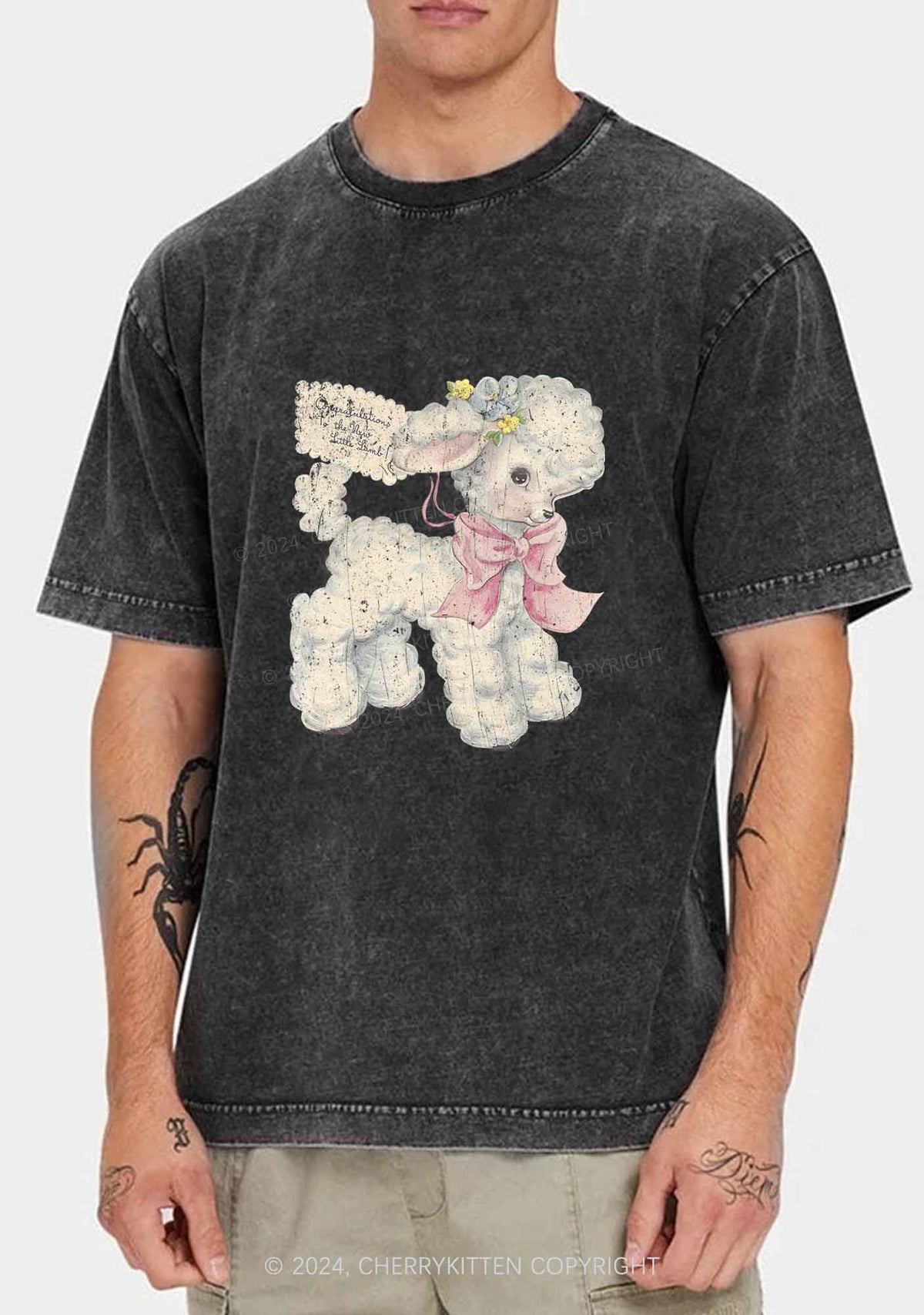 New Little Lamb Y2K Washed Tee Cherrykitten