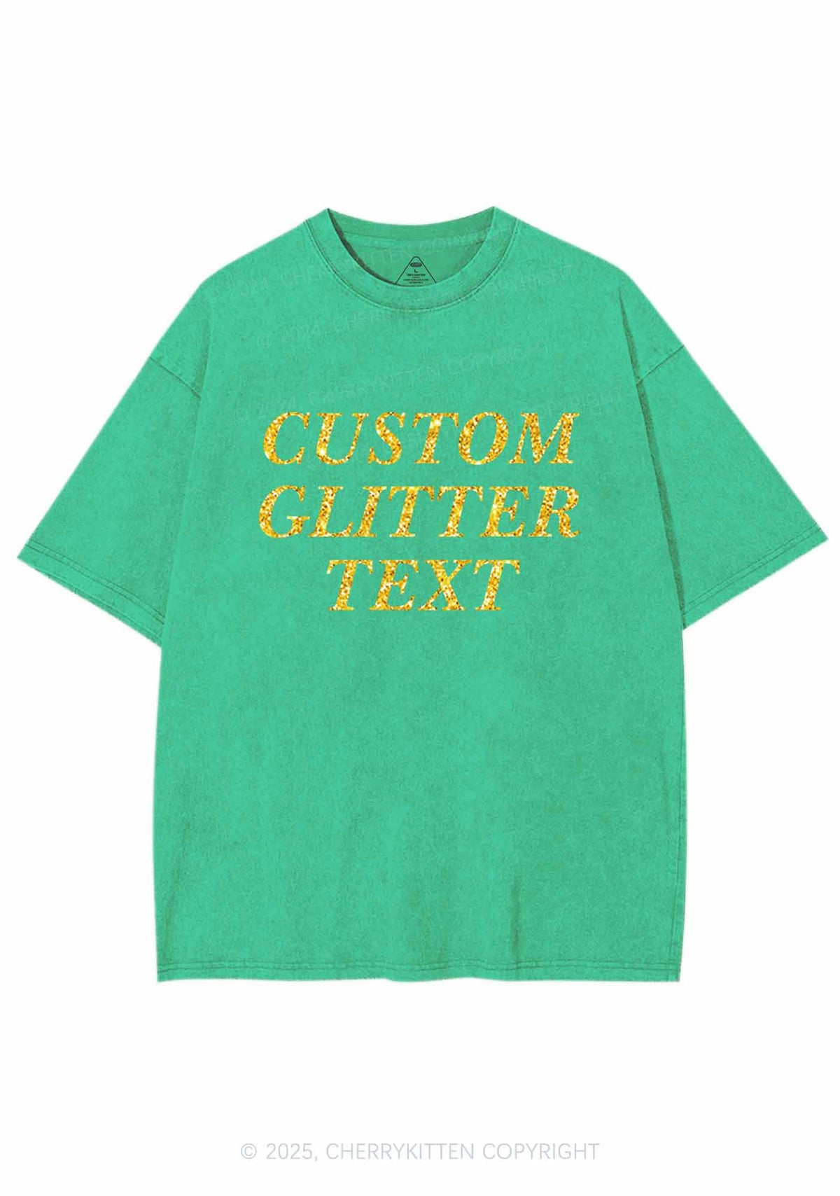 Custom Text Glitter Y2K Shirts Washed Tee Cherrykitten