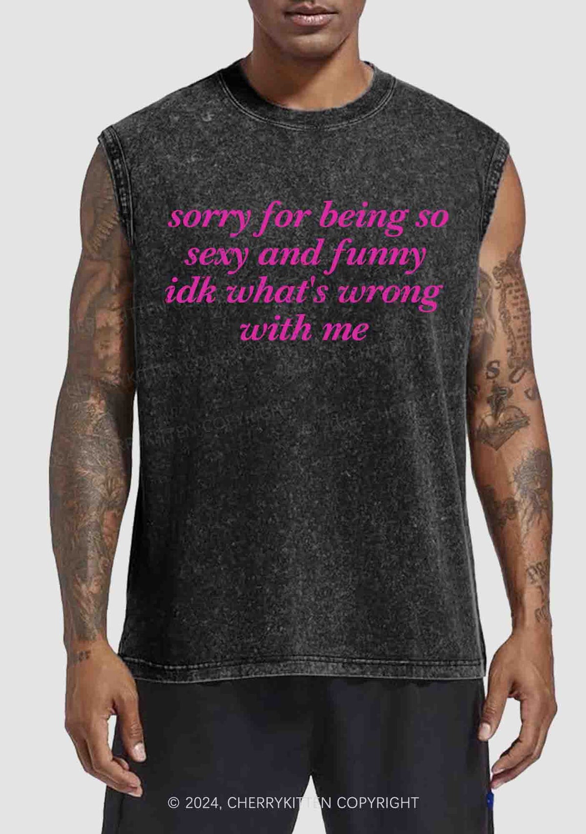 Sorry For Being So Funny Y2K Washed Tank Cherrykitten
