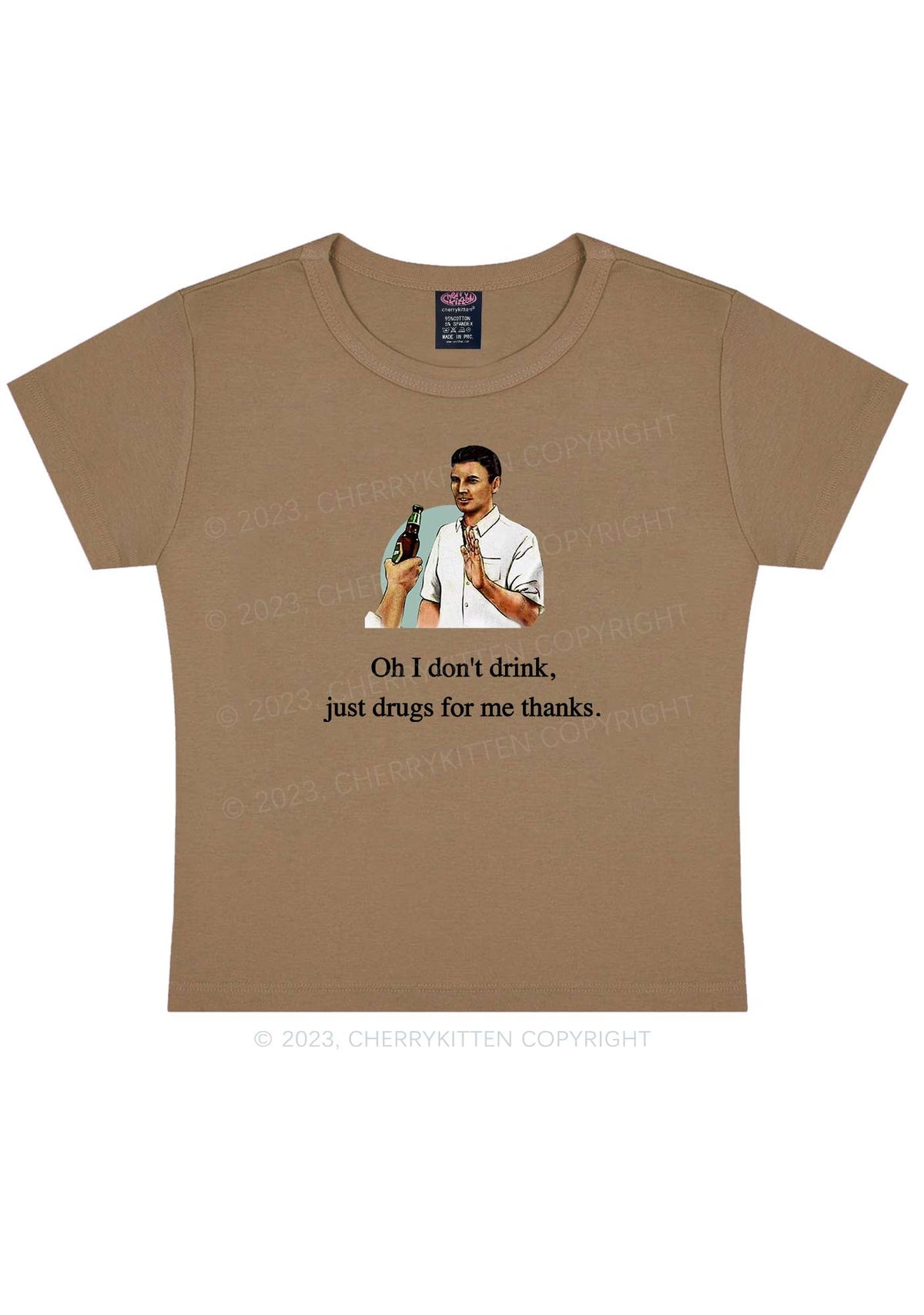 Oh I Don't Drink Y2K Baby Tee