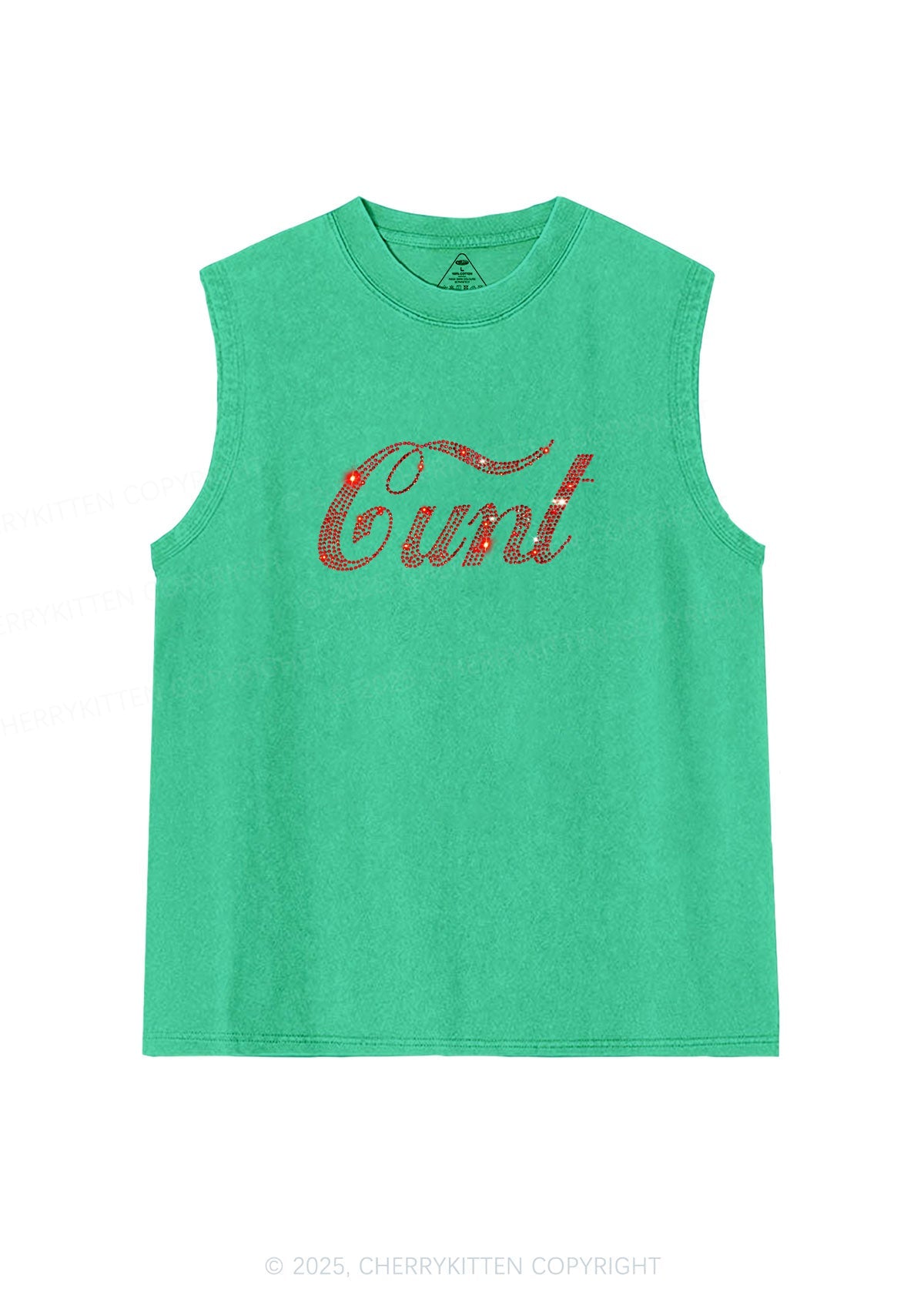 Rhinestone Special Cxxt Y2K Washed Muscle Tank Cherrykitten